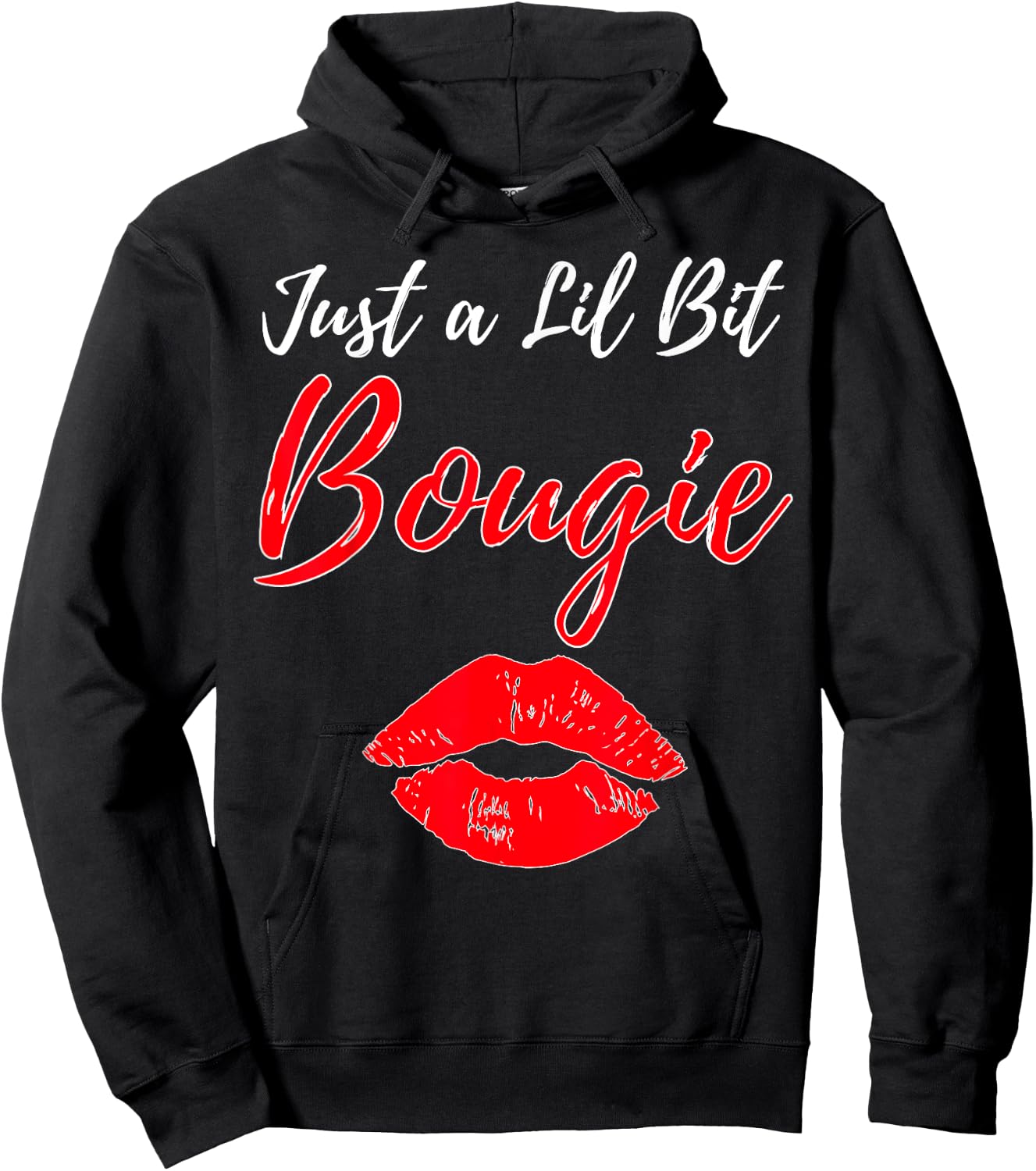 Just a Lil Bit Bougie Funny Rose Lips Kiss Hoodie - Hoodie | Black