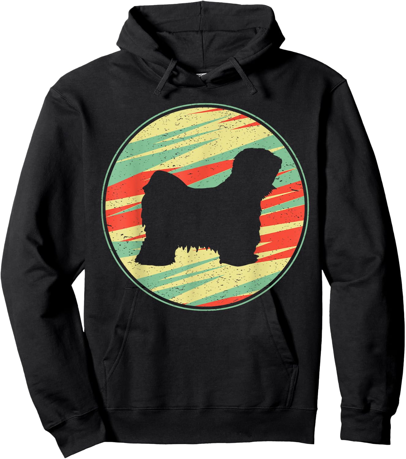 Tibetan Terrier Retro Vintage Silhouette Cute Dog Gift Men Women Kids Hoodie - Hoodie | Black