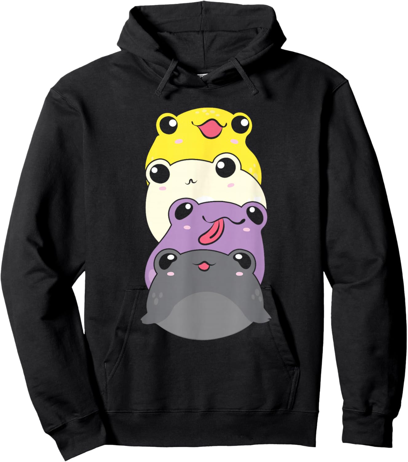 Nonbinary Flag Color Cute Frogs Subtle Enby Pride Hoodie - Hoodie | Black