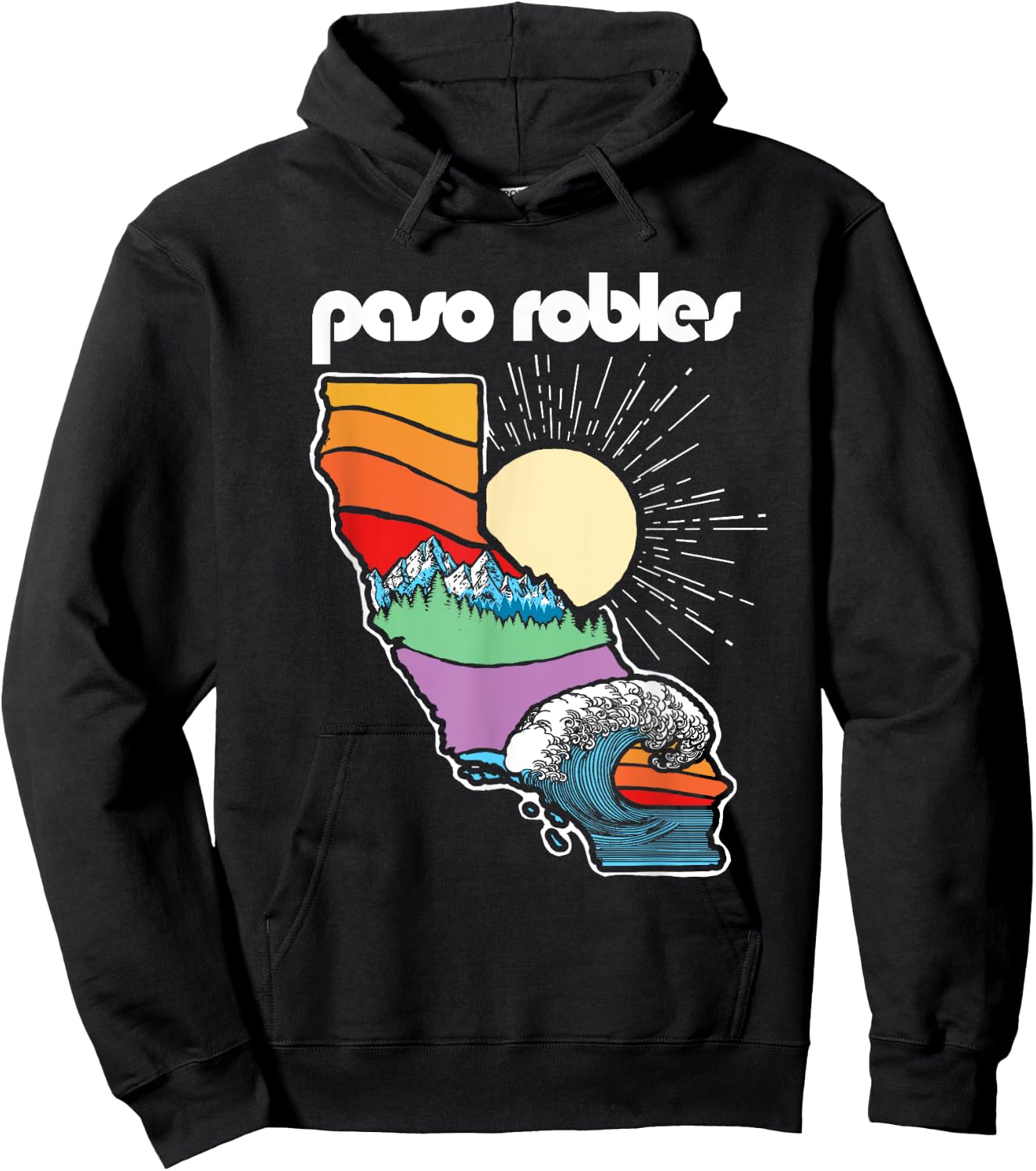 Paso Robles California Outdoors Retro Nature Graphic Hoodie - Hoodie | Black