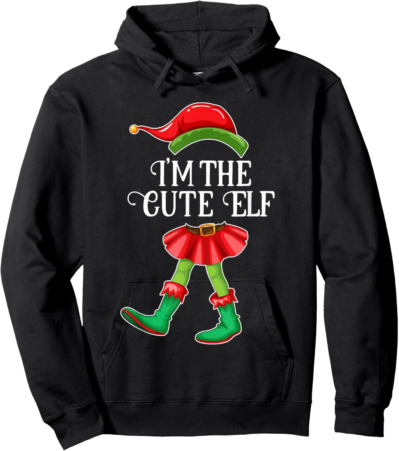 I'm the Cute Elf Christmas Matching Family Group Gift Hoodie - Hoodie | Black