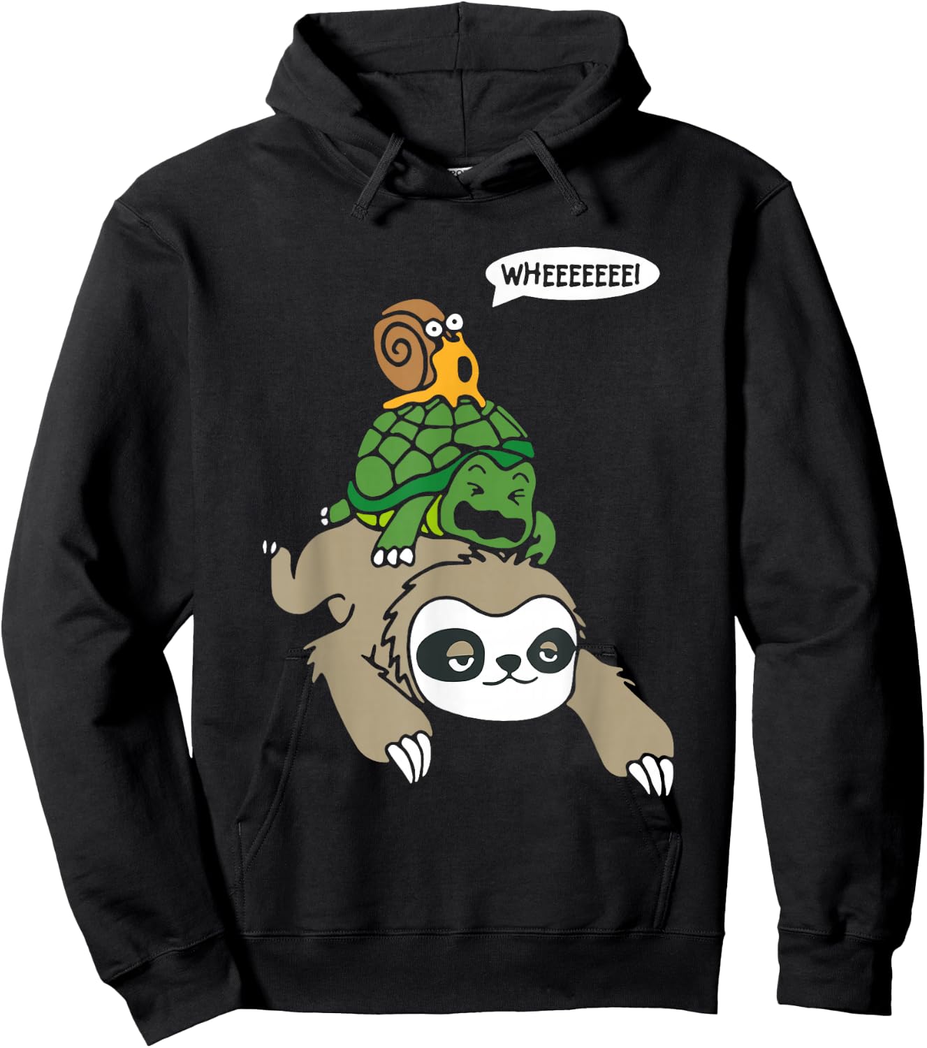 Sloth Turtle Snail Piggyback Animal Running Wild Hoodie - Hoodie | Black