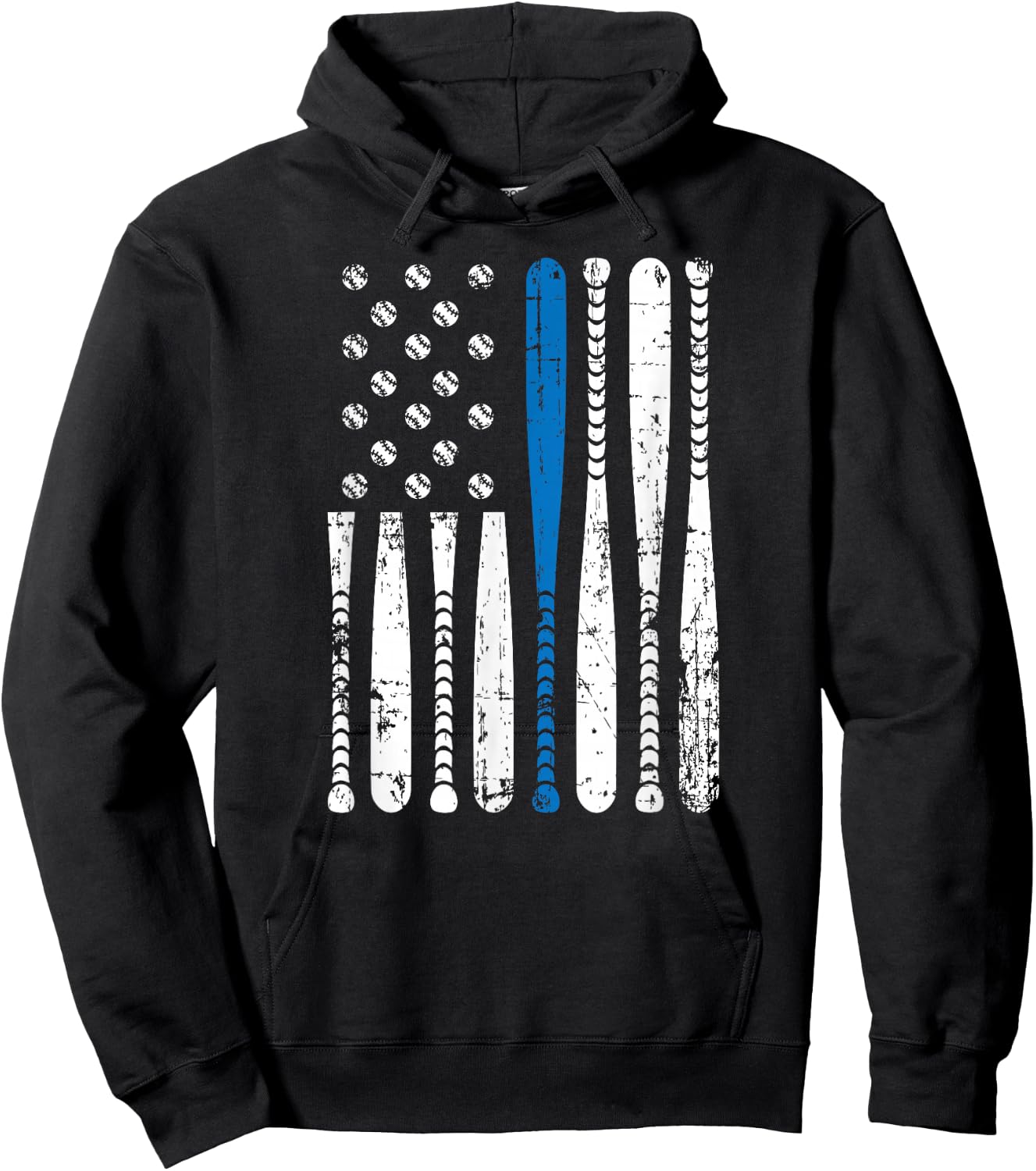 Thin Blue Line LEO USA Flag Police Support Baseball Bat Hoodie - Hoodie | Black