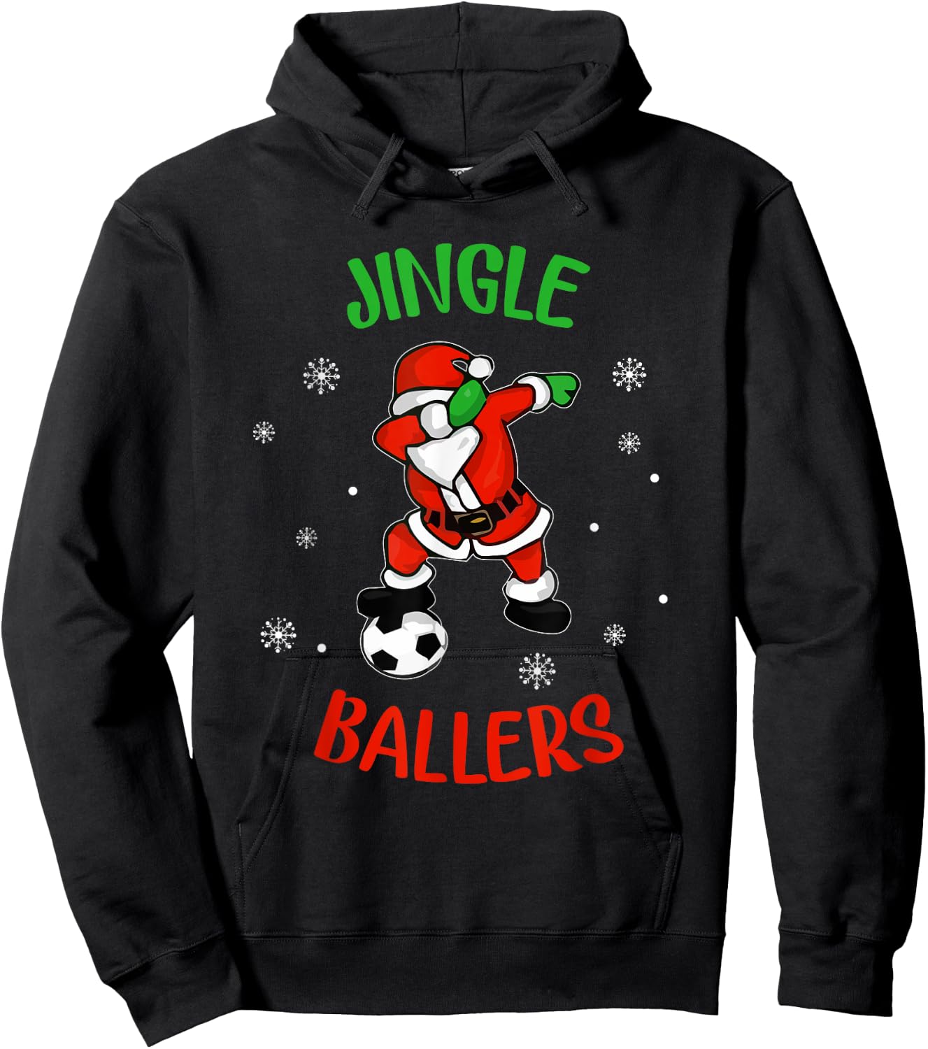 Jingle Ballers Christmas Soccer Santa Football Hoodie - Hoodie | Black