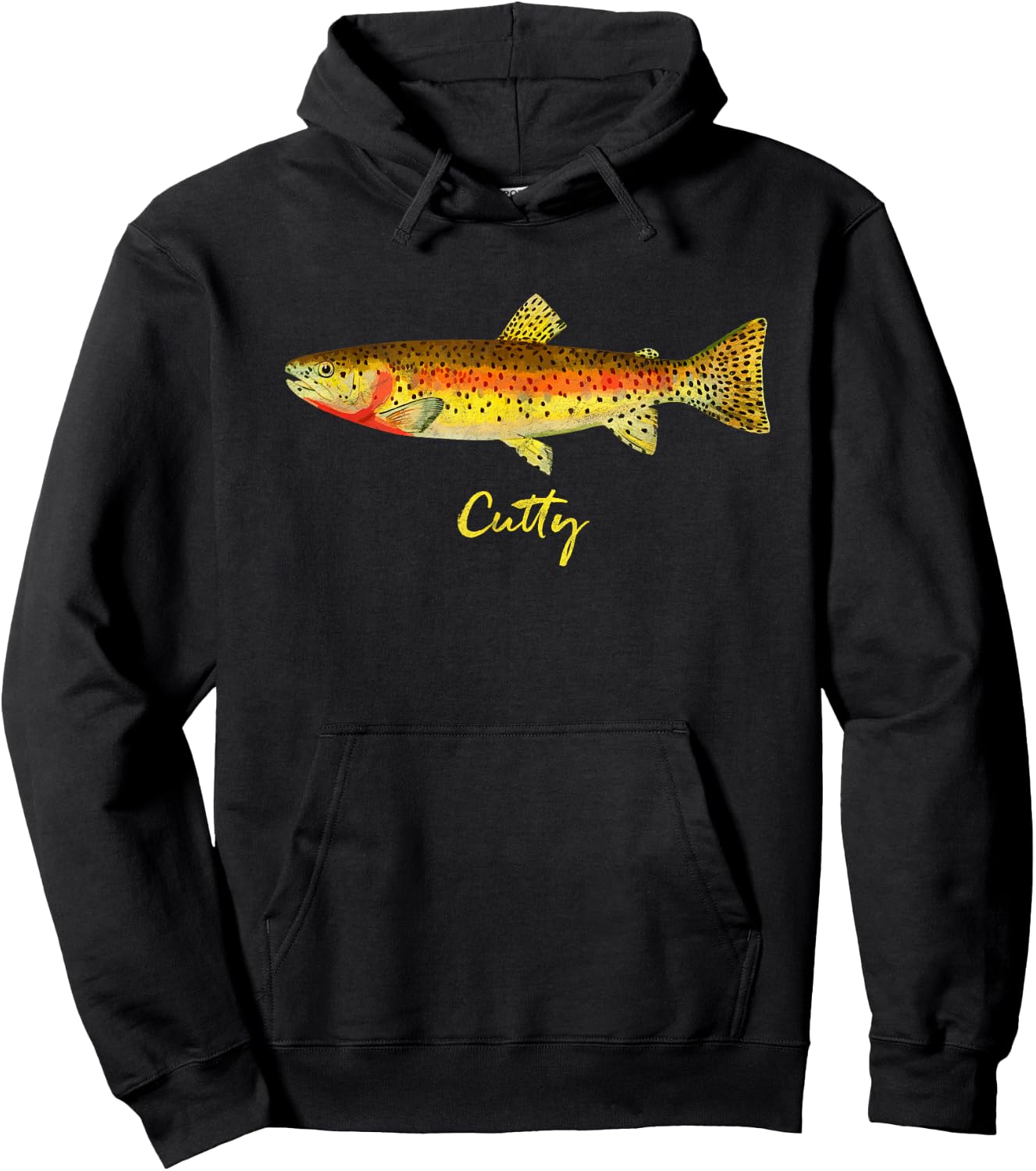 Retro Cutthroat Trout Vintage Fly Fishing Hoodie - Hoodie | Black