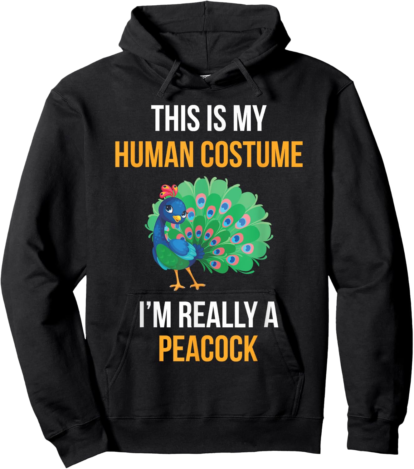 Funny Halloween Peacock Costume Shirt for Kids Women Men Hoodie - Hoodie | Black