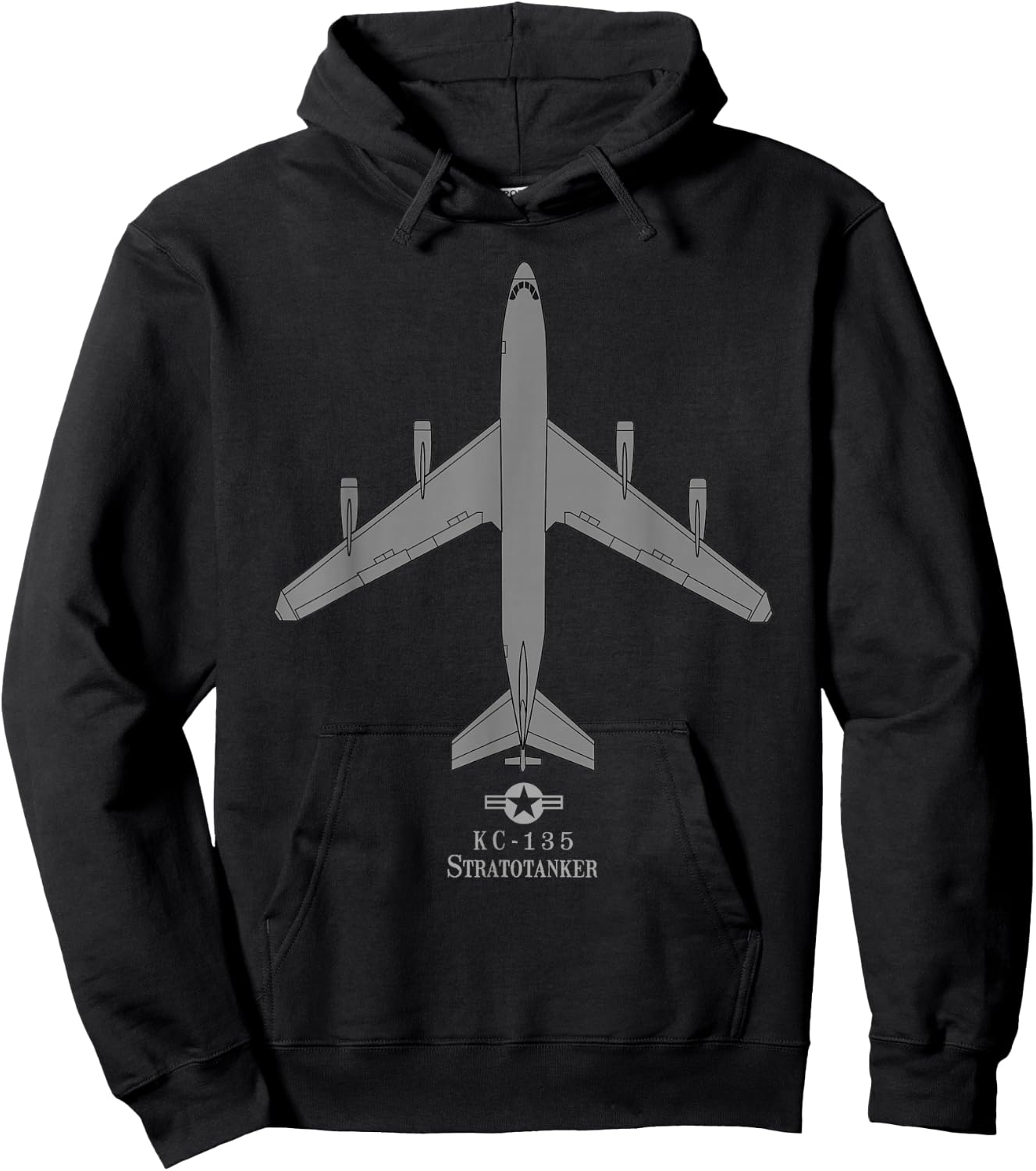 KC-135 Stratotanker Tech Drawing Military Airplane Hoodie - Hoodie | Black