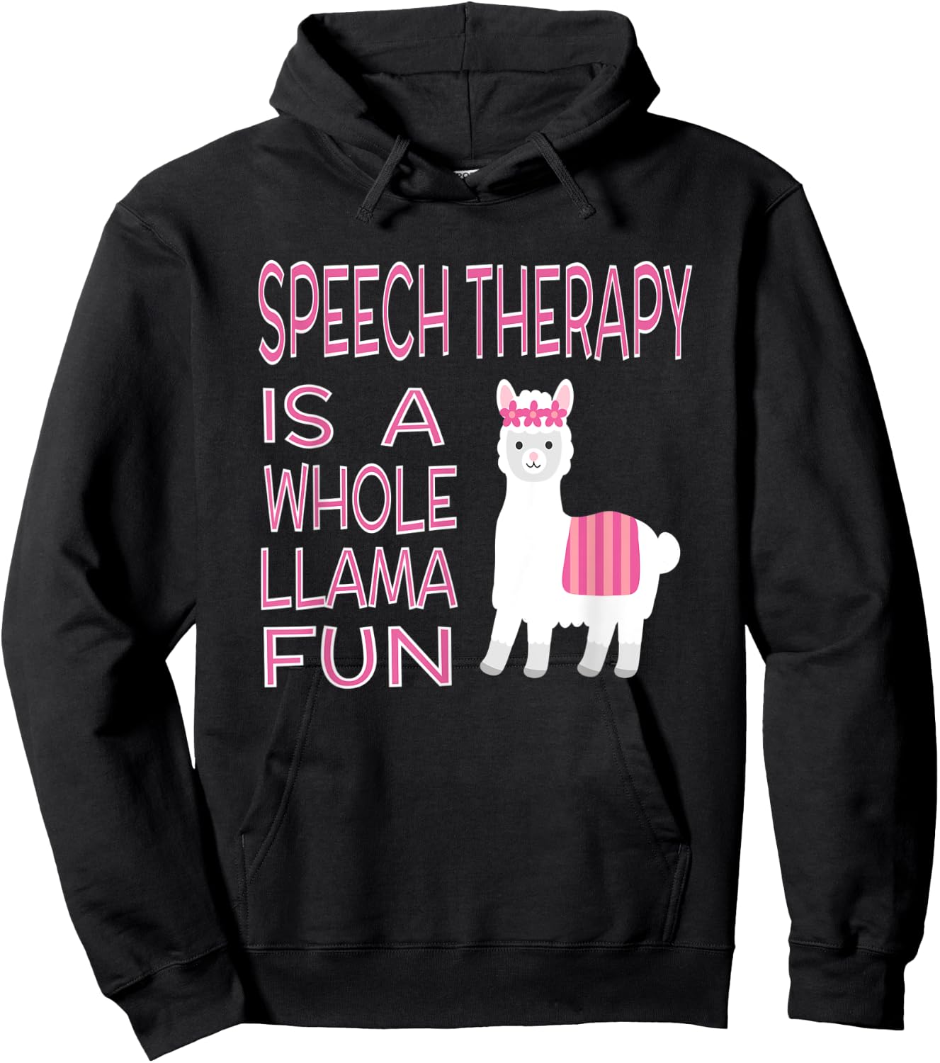 Speech Language Pathology Funny Women SLP Therapist Llama Hoodie - Hoodie | Black