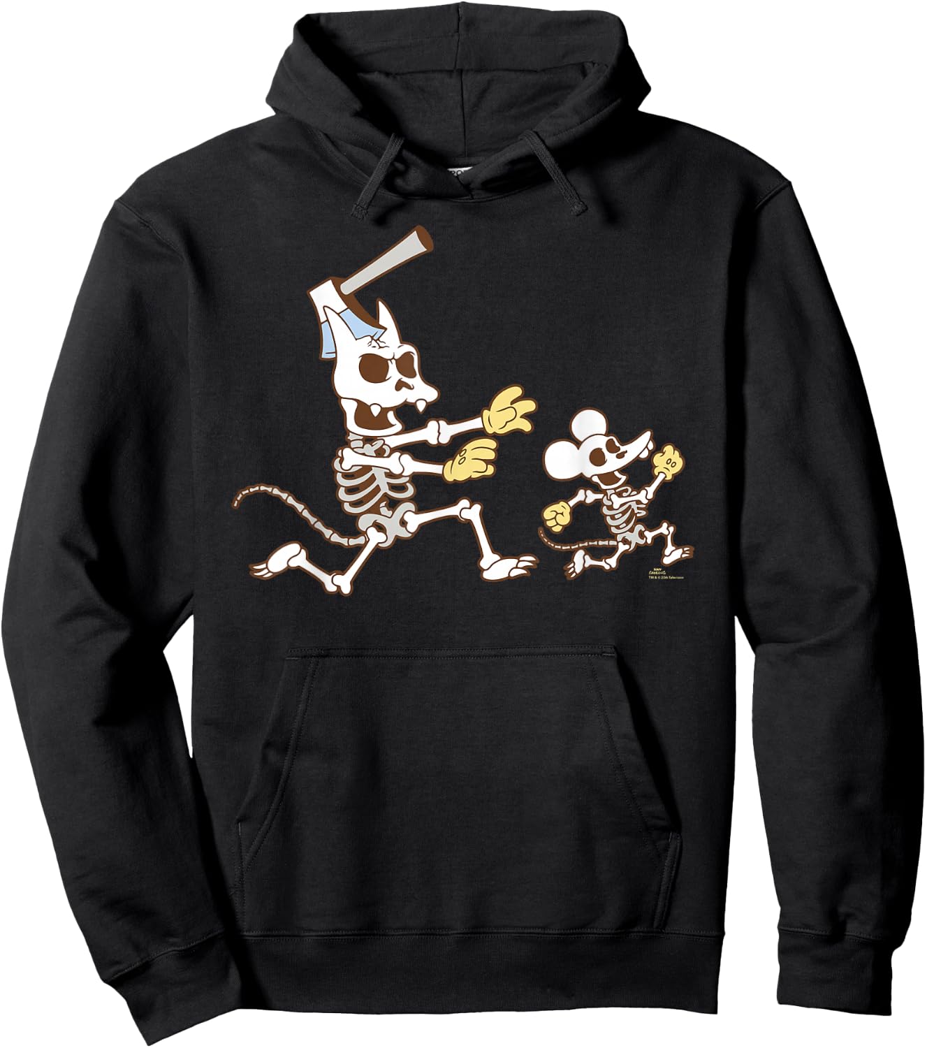 The Simpsons Halloween Itchy & Scratchy Skeleton Chase Hoodie - Hoodie | Black