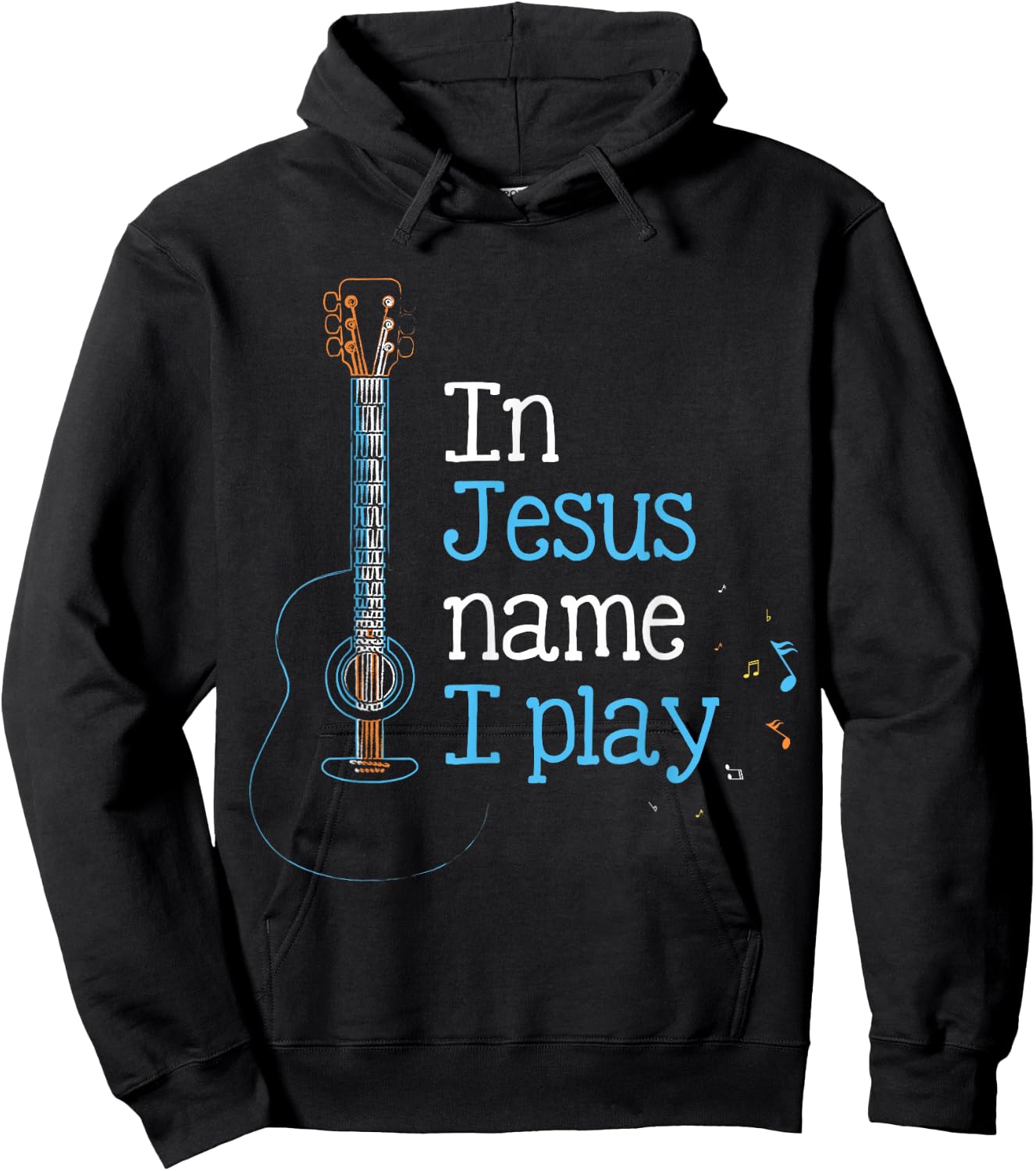 In Jesus Name i Play Guitar Christian Vintage Guitar Player Hoodie - Hoodie | Black