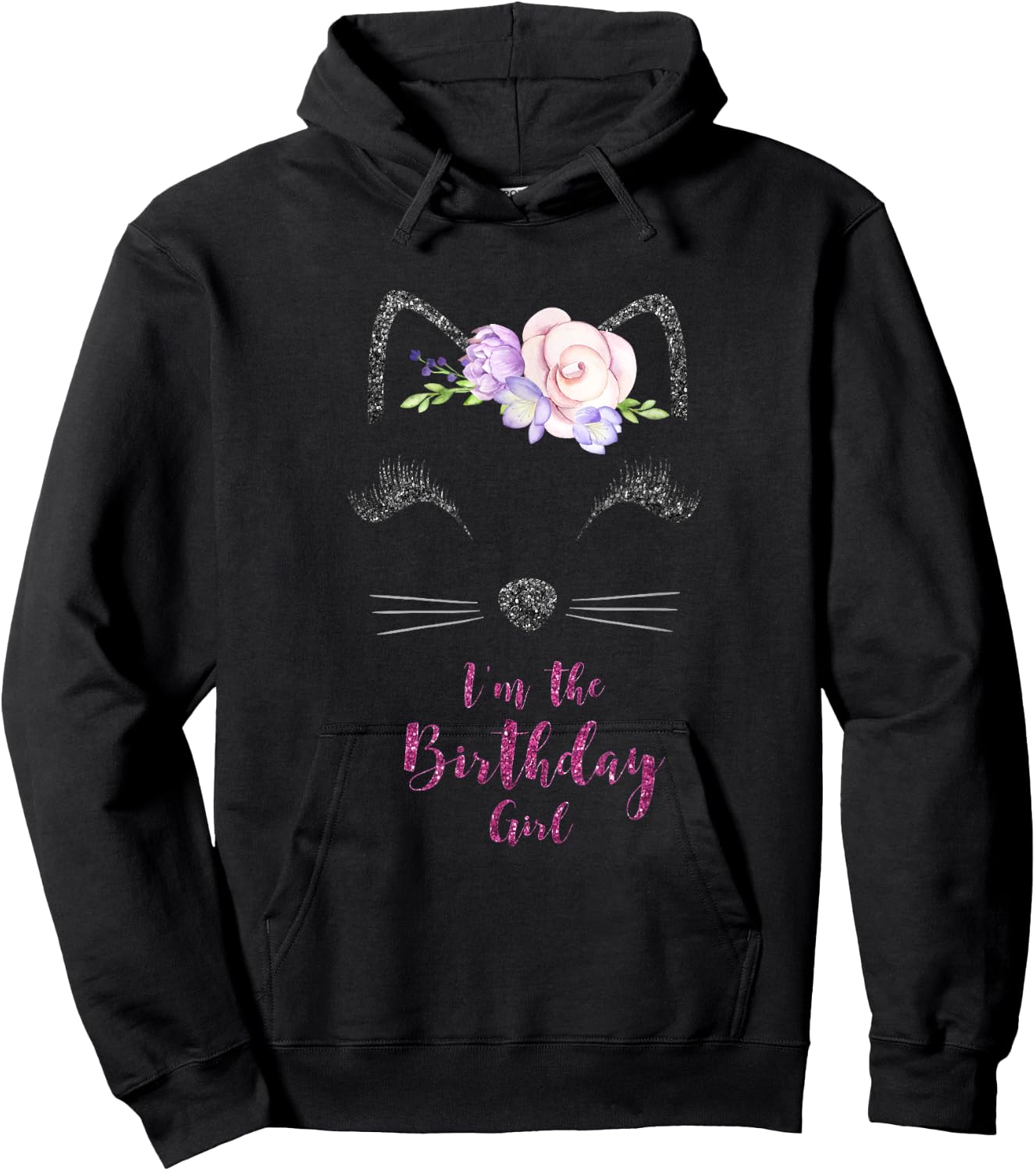 Kitten I'm the Birthday Girl Shirt - Girls Cat Kitty Gift Hoodie - Hoodie | Black