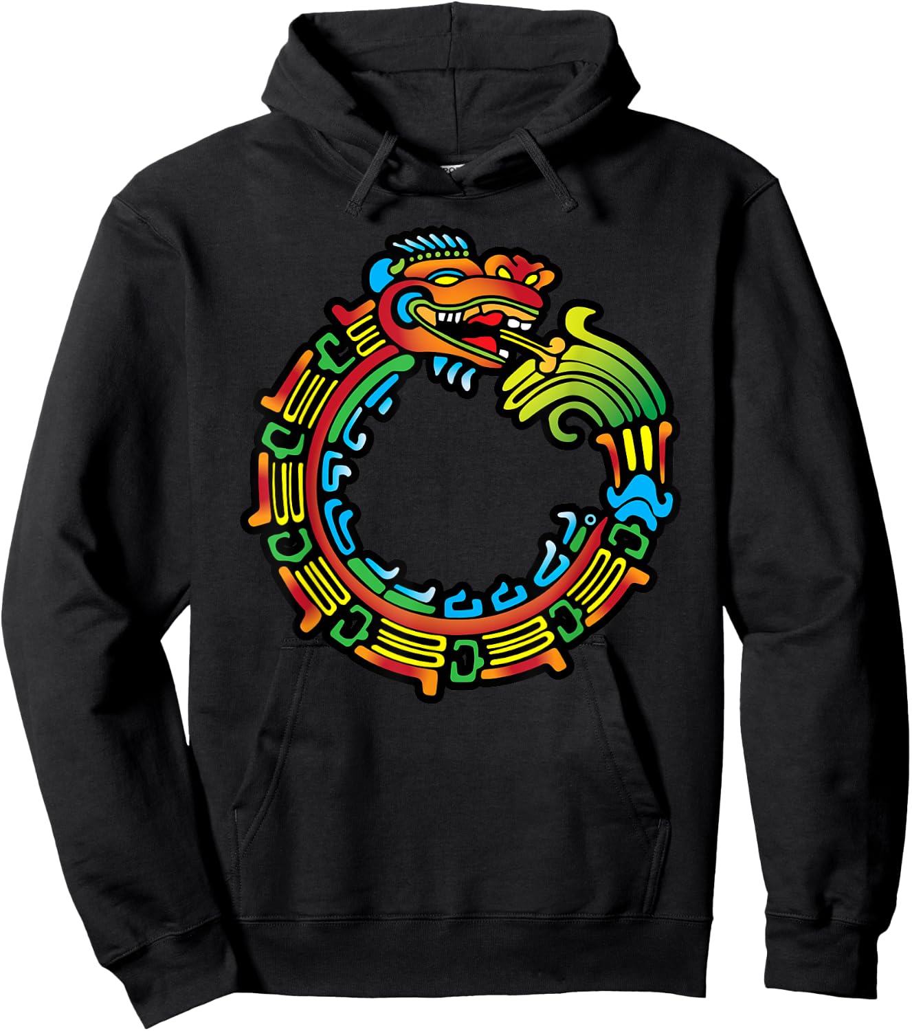 Aztec Ouroboros Quetzalcoatl Feathered Serpent Mayan Hoodie - Hoodie | Black