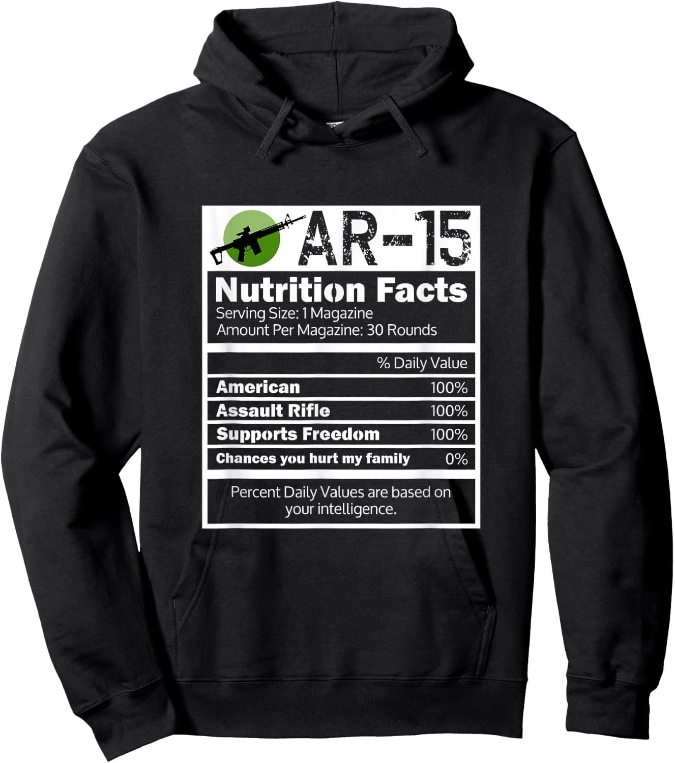 Assault Rifle AR 15 Gun Nutrition Facts Funny Gift Hoodie - Hoodie | Black