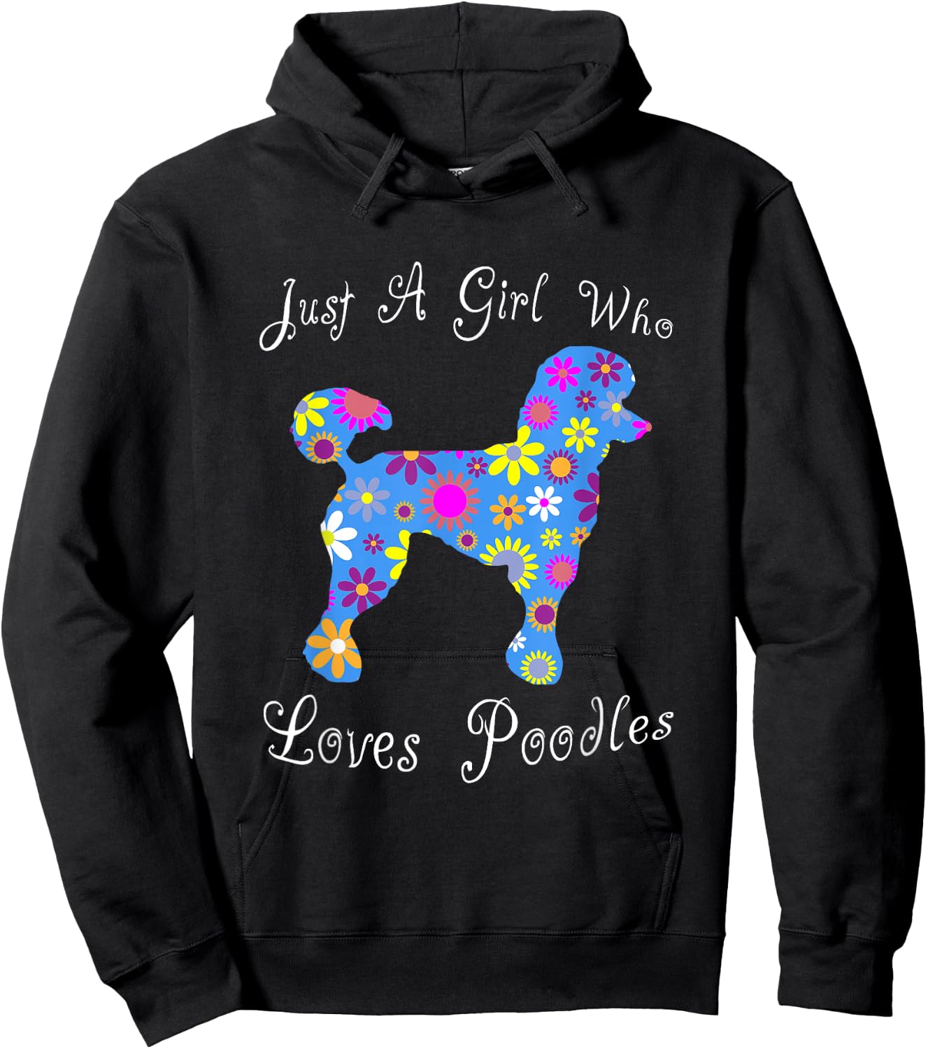 Fun Cute Floral Poodle Lover Hoodie - Hoodie | Black