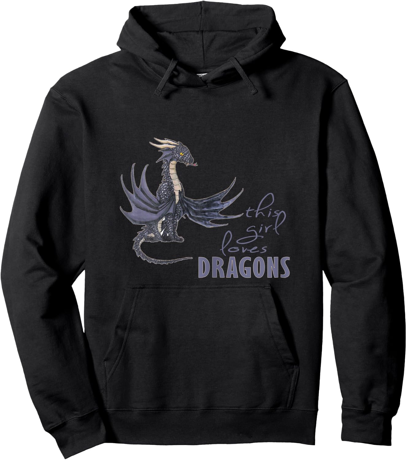 This Girl Loves Dragons - Dragon Clothing Fun T shirt Hoodie - Hoodie | Black