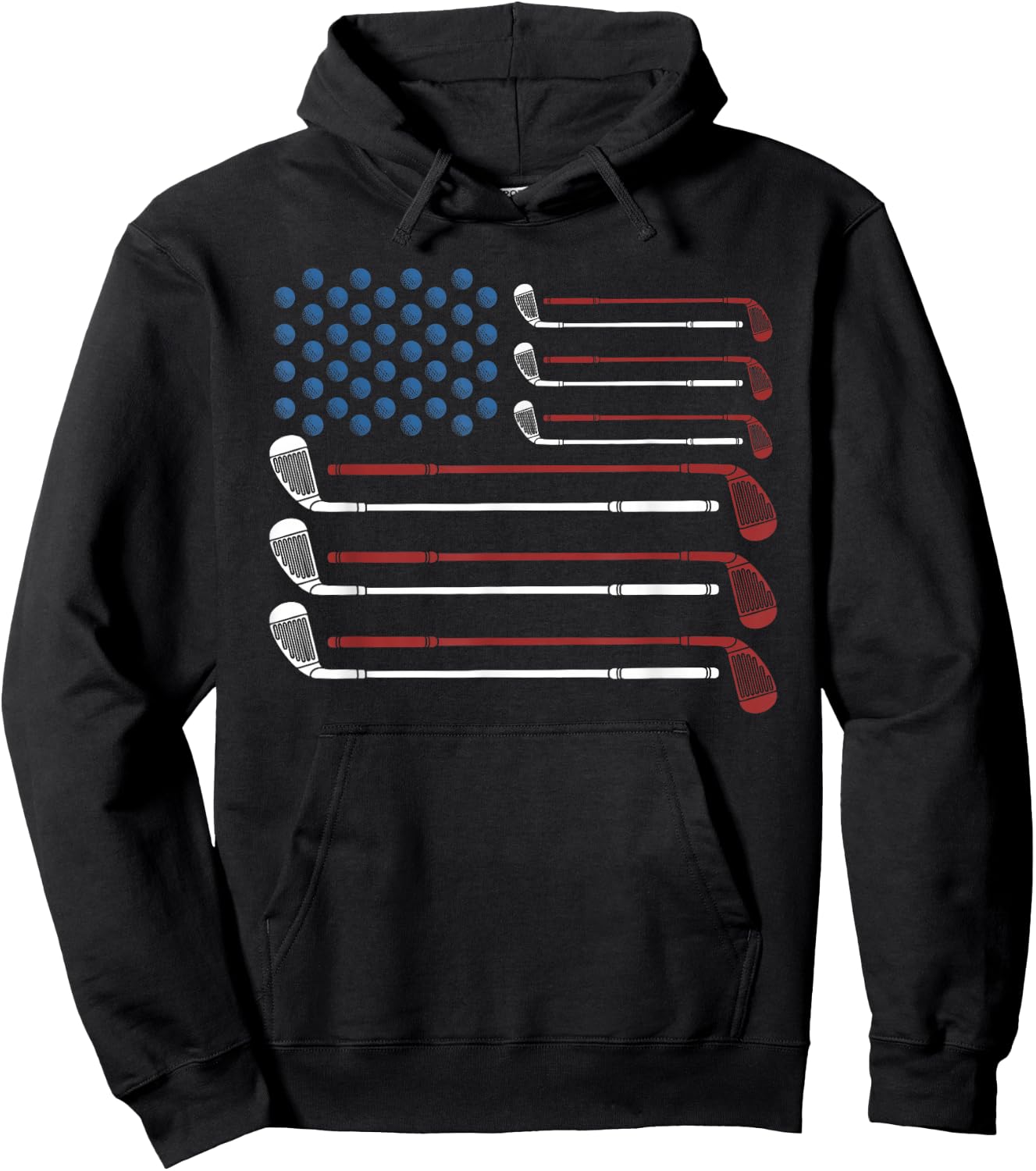Amerikan Unabhngigkeitstag-Erinnerungspatriot Golf Clubs USA Flag Red White and Blue Hoodie - Hoodie | Black