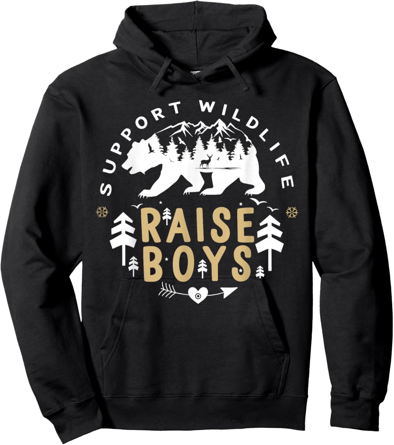 Support Wildlife Raise Boys Nature Lover Men Women Kids Hoodie - Hoodie | Black
