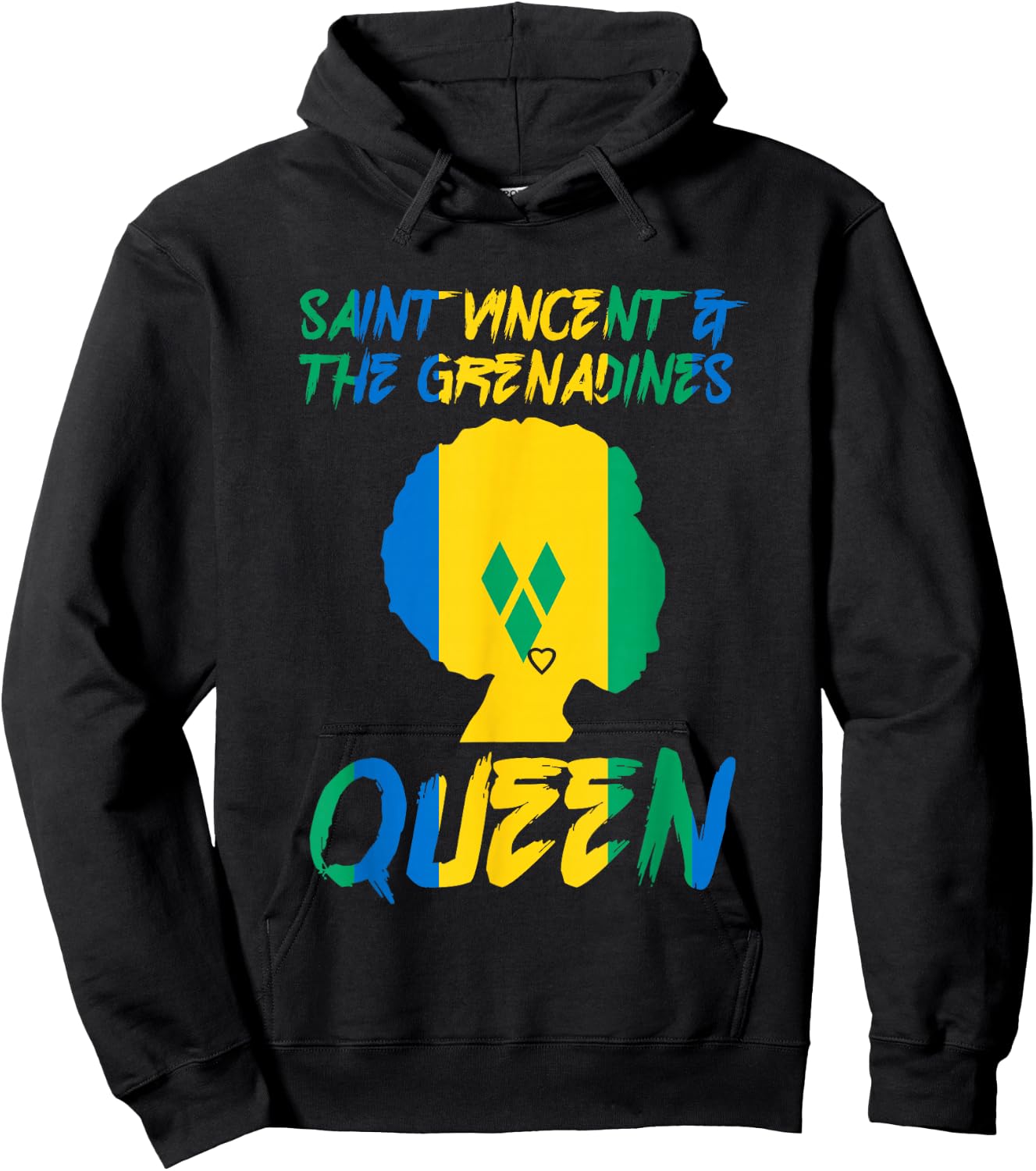 St Vincent & The Grenadines Queen Flag Afro Pride Proud Hoodie - Hoodie | Black