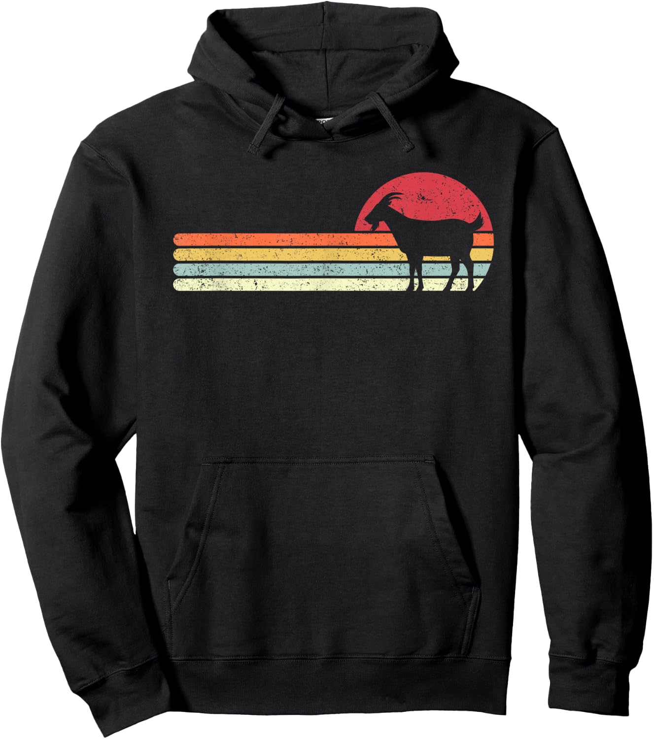 Goat Shirt. Retro Style Hoodie - Hoodie | Black