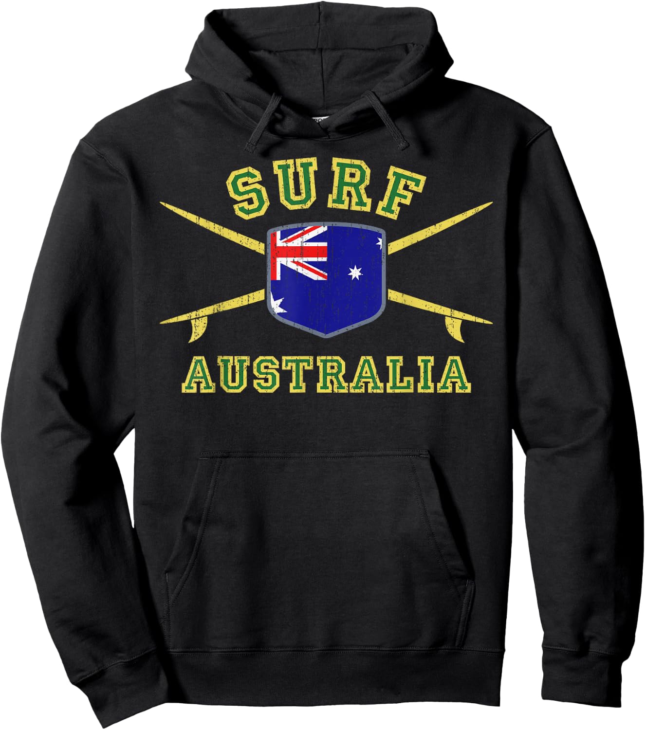 Surf Australia | Vintage Surfboards Aussie Flag Surfing Hoodie - Hoodie | Black