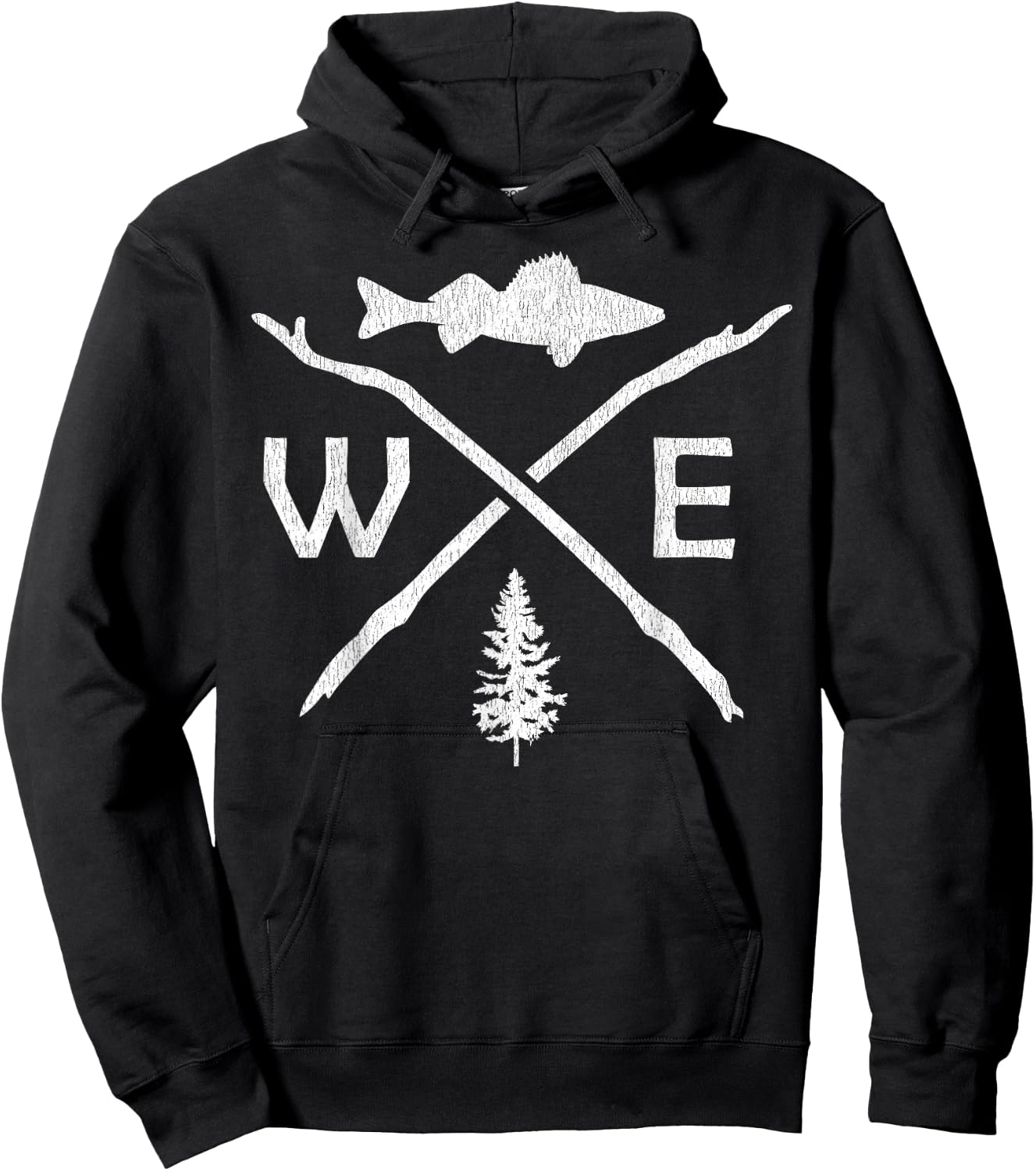 Walleye Fishing Outdoor Fisherman Hoodie - Hoodie | Black