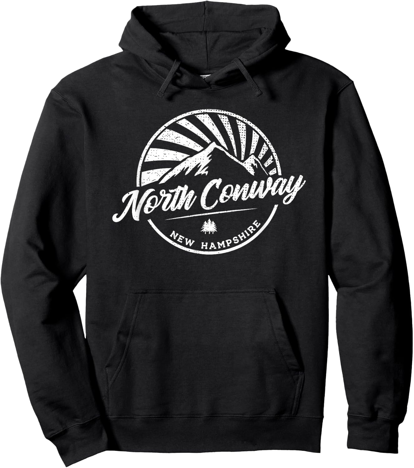 Vintage North Conway New Hampshire Outdoor Graphic Hoodie - Hoodie | Black