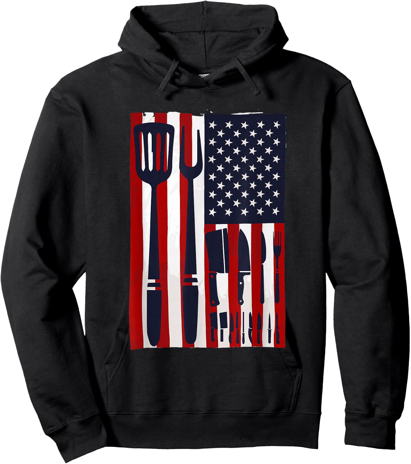 Chef Knives USA Flag Patriotic Cook America Cooking Knife Hoodie - Hoodie | Black