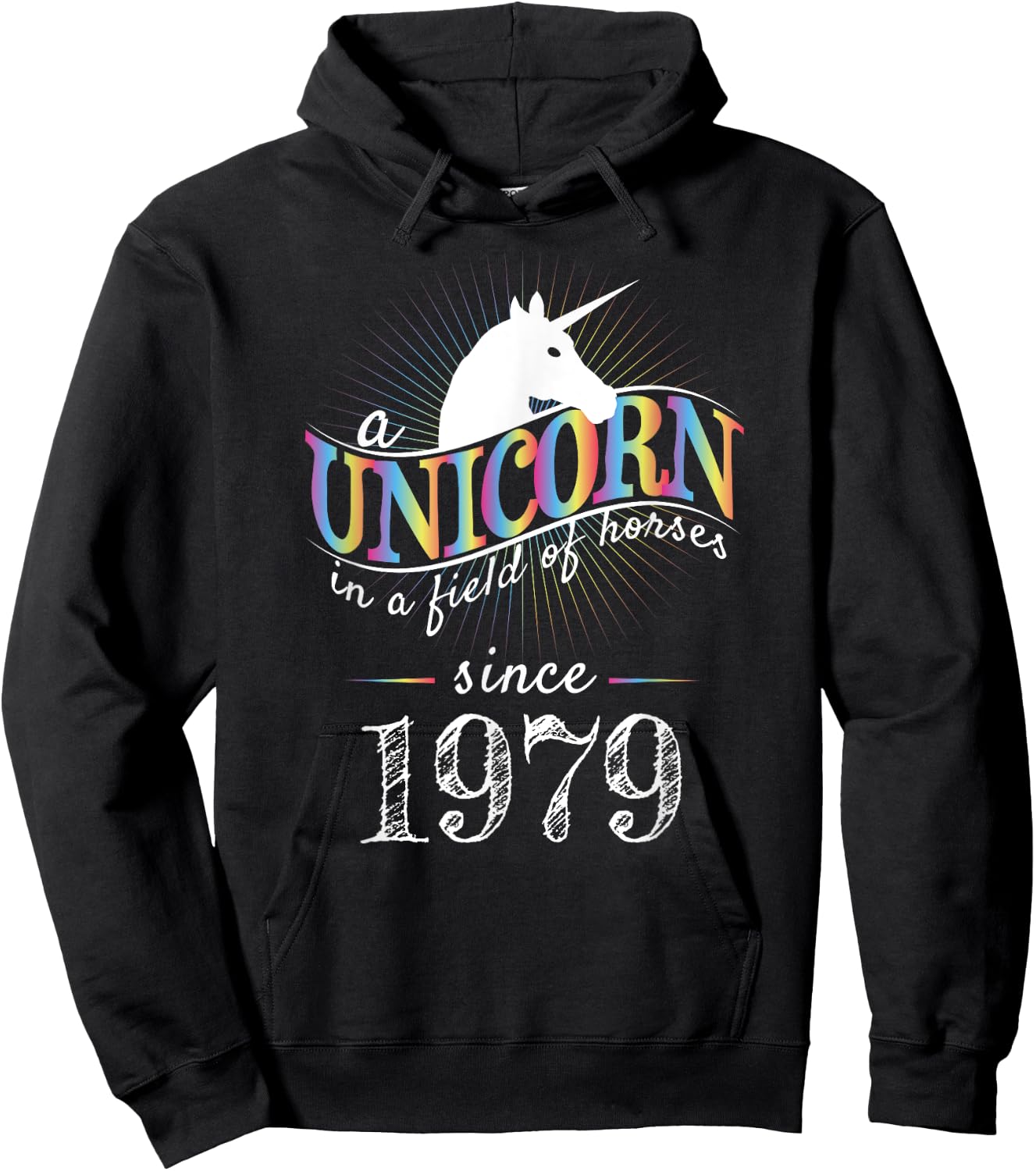 A Unicorn In A Field Of Horses Since 1979 Birthday Hoodie - Hoodie | Black