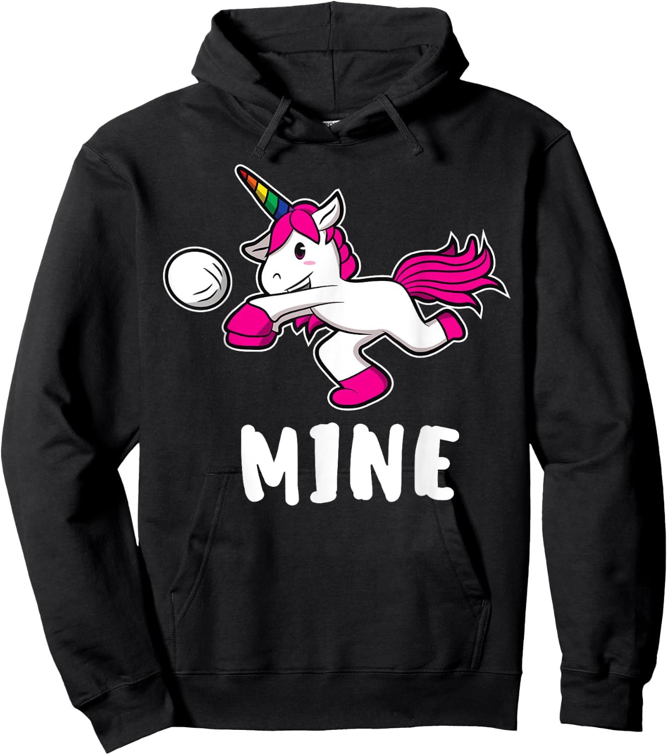 Funny Mine Volleyball Unicorn For Volleyball Girls Hoodie - Hoodie | Black