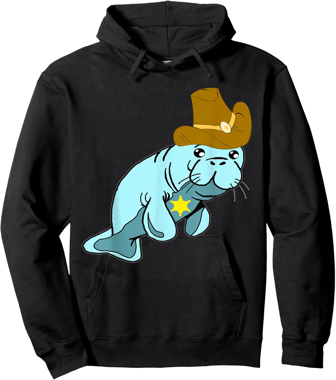 Cowboy Manatee Floaty Dugong Sea Cows Sheriff Rancher Hoodie - Hoodie | Black