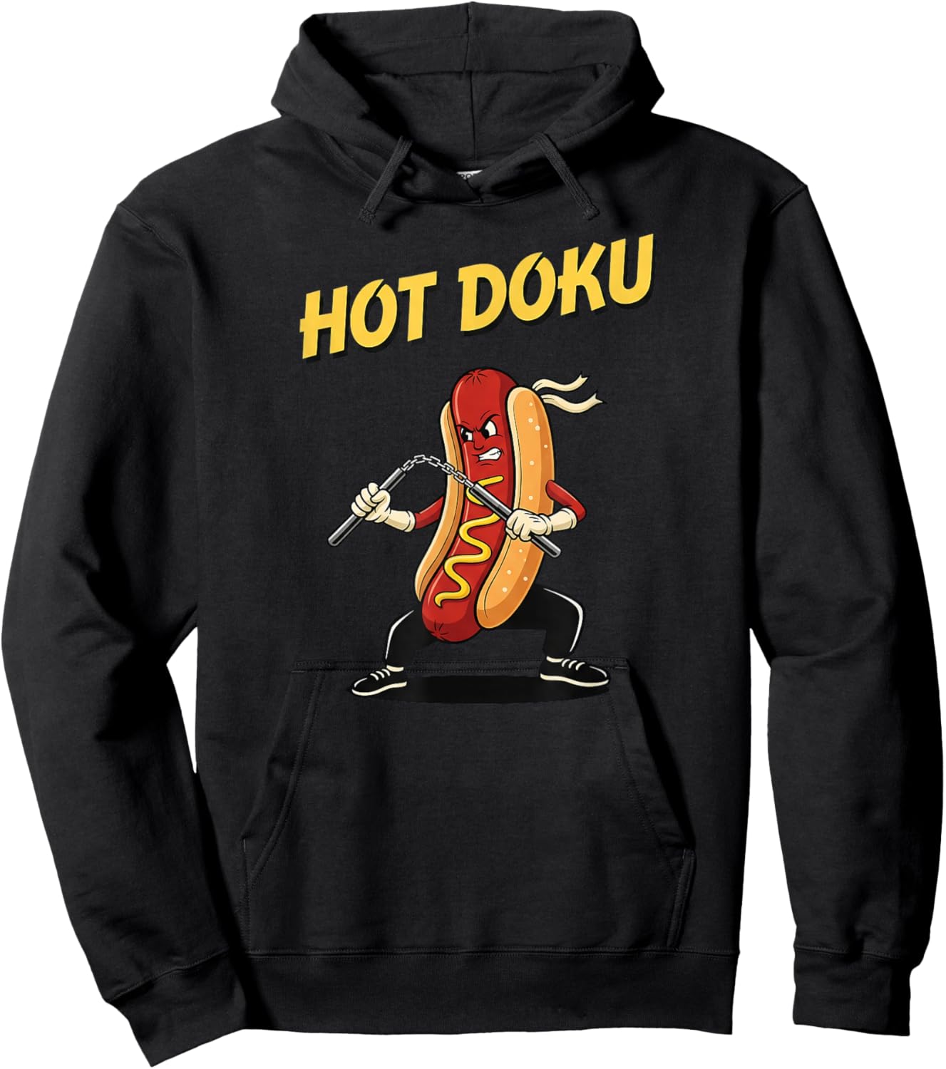 Hot Dog Martial Arts Fighter Nunchaku Wiener Funny Artwork Hoodie - Hoodie | Black