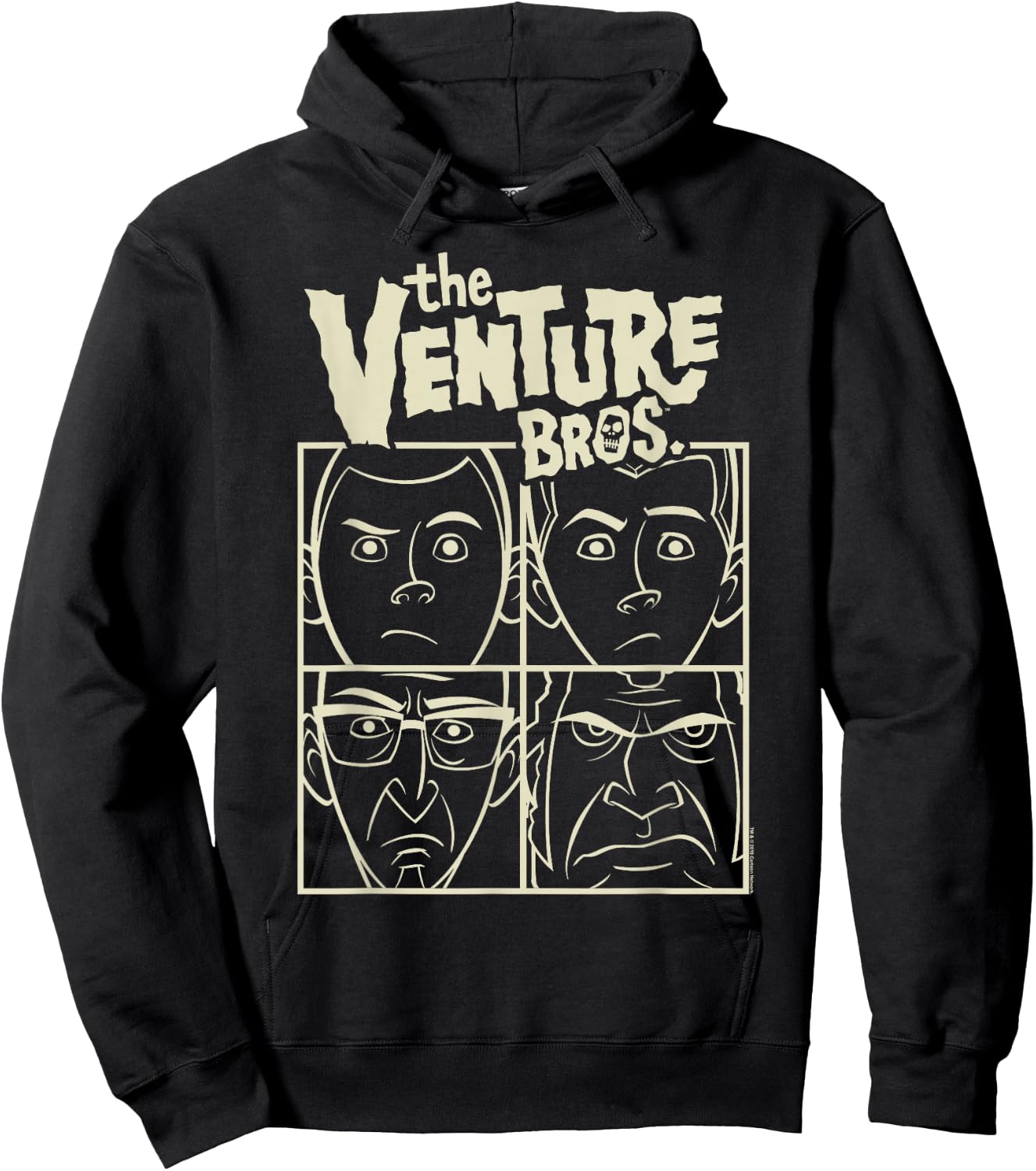 Adult Swim Venture Bros. Adult Men's Black Cartoon Themed Cartoon Patterned Classic Style with & Short Sleeves - Small Hoodie - Hoodie | Black