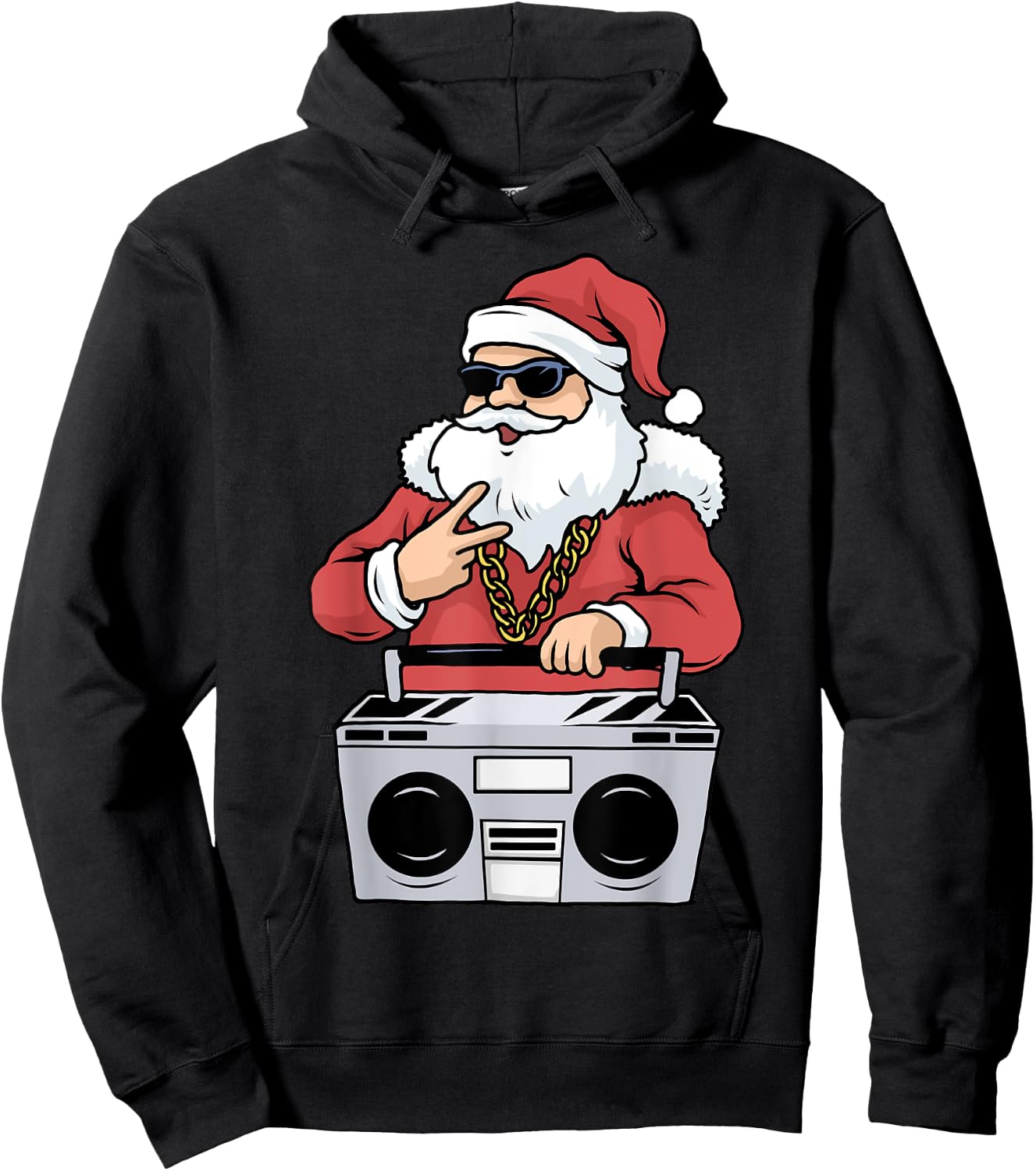 Hip Hop Santa Claus Gangster Christmas Ghettoblaster Hoodie - Hoodie | Black