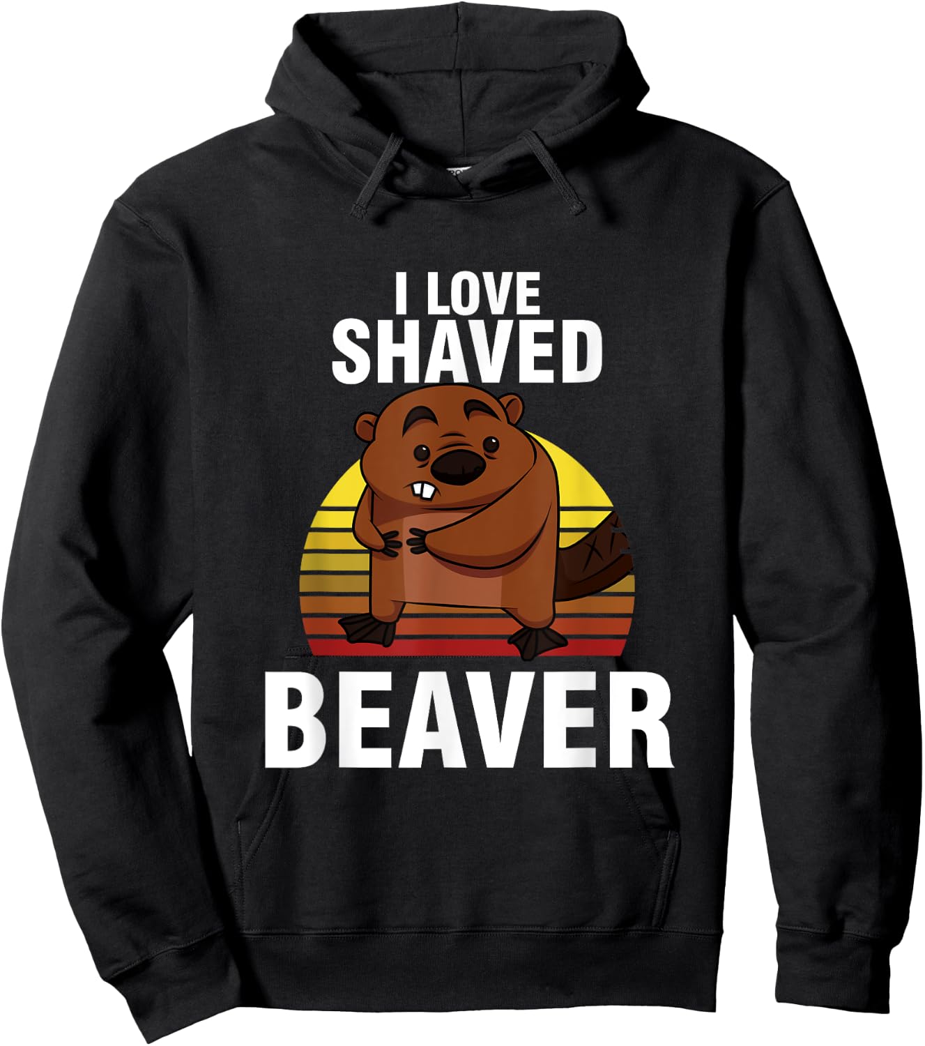 Retro Sunset Beaver Lover I Love Shaved Beaver Animal Art Hoodie - Hoodie | Black