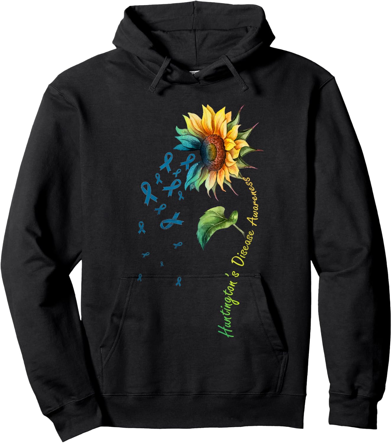 Huntington's Disease Awareness Sunflower Shirt Hoodie - Hoodie | Black