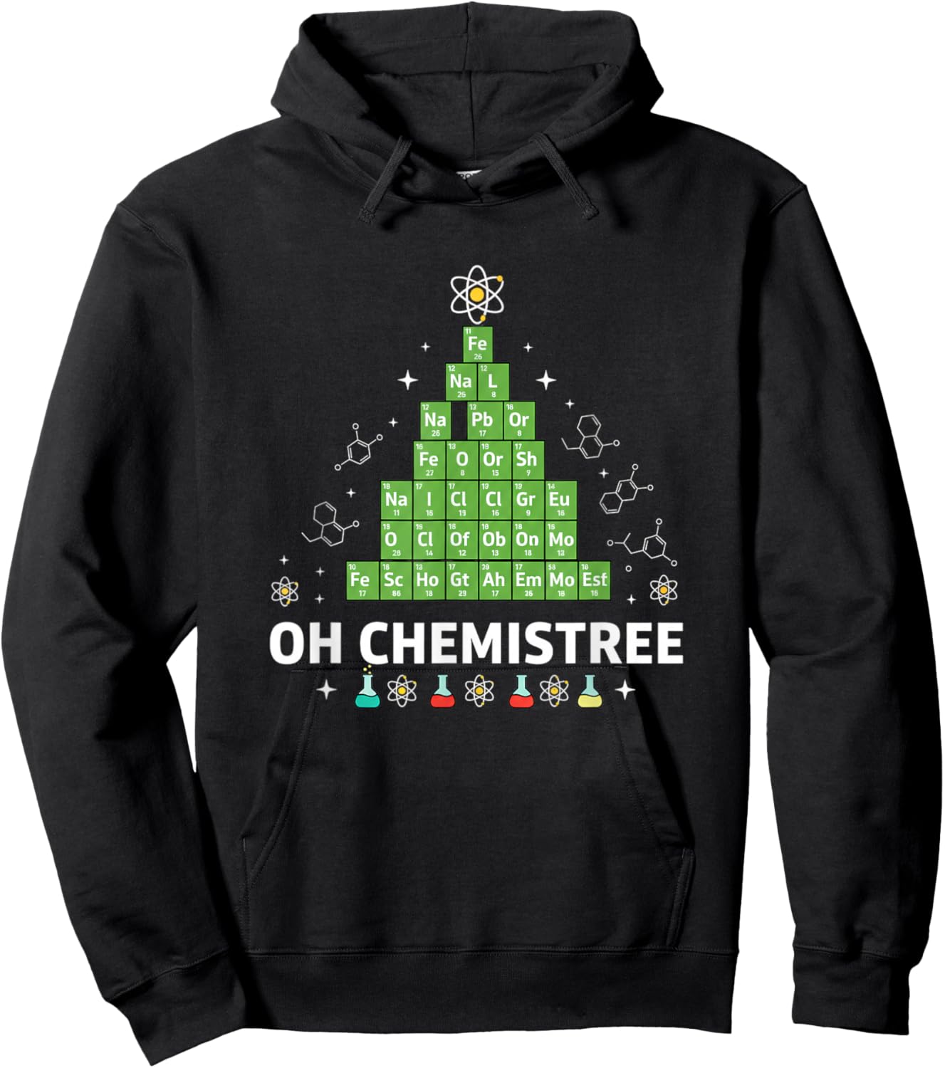 Oh Chemistree Christmas Chemistry Periodic Table Holiday Hoodie - Hoodie | Black