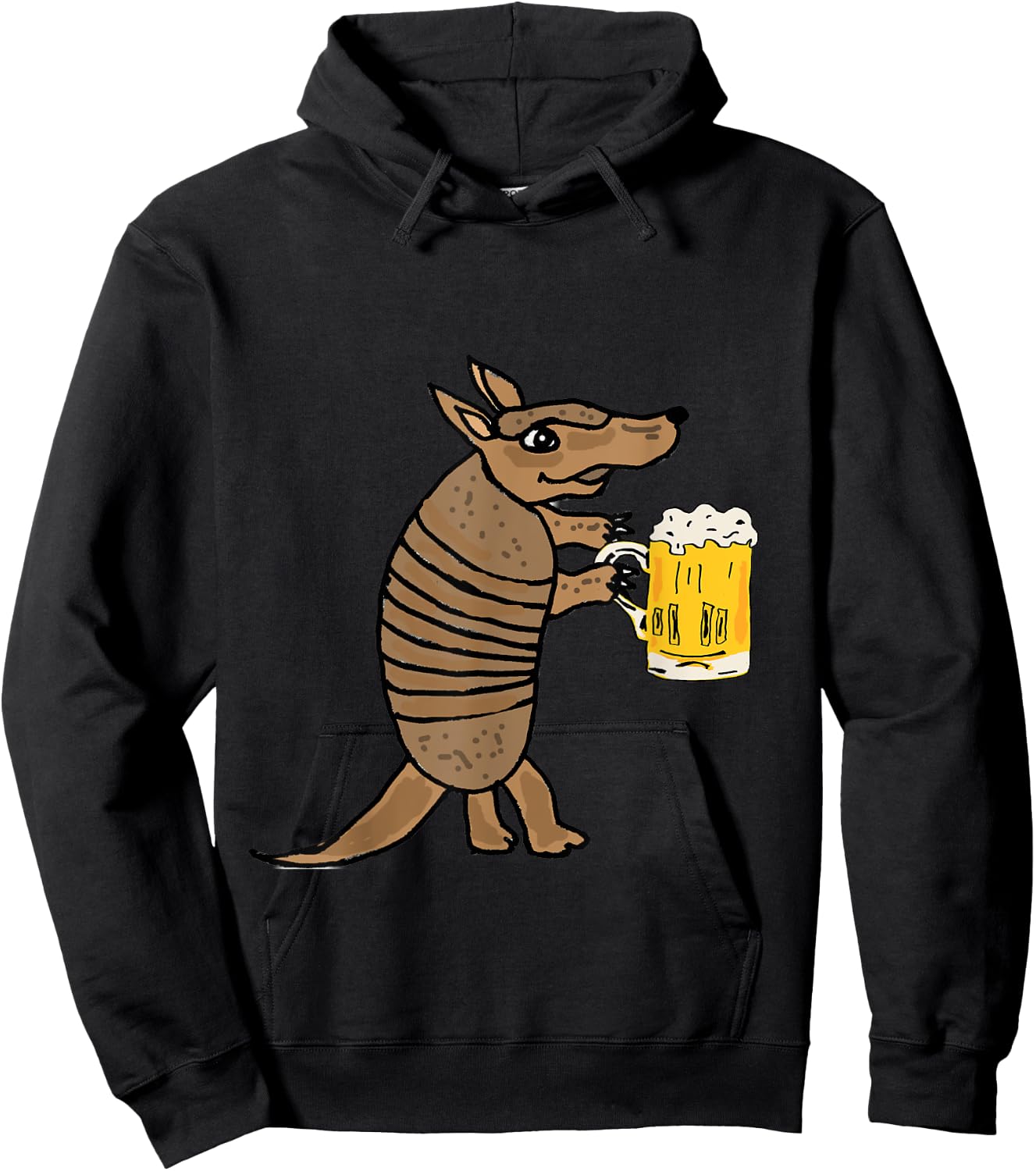 Smilemoretees Funny Armadillo Drinking Beer Hoodie - Hoodie | Black