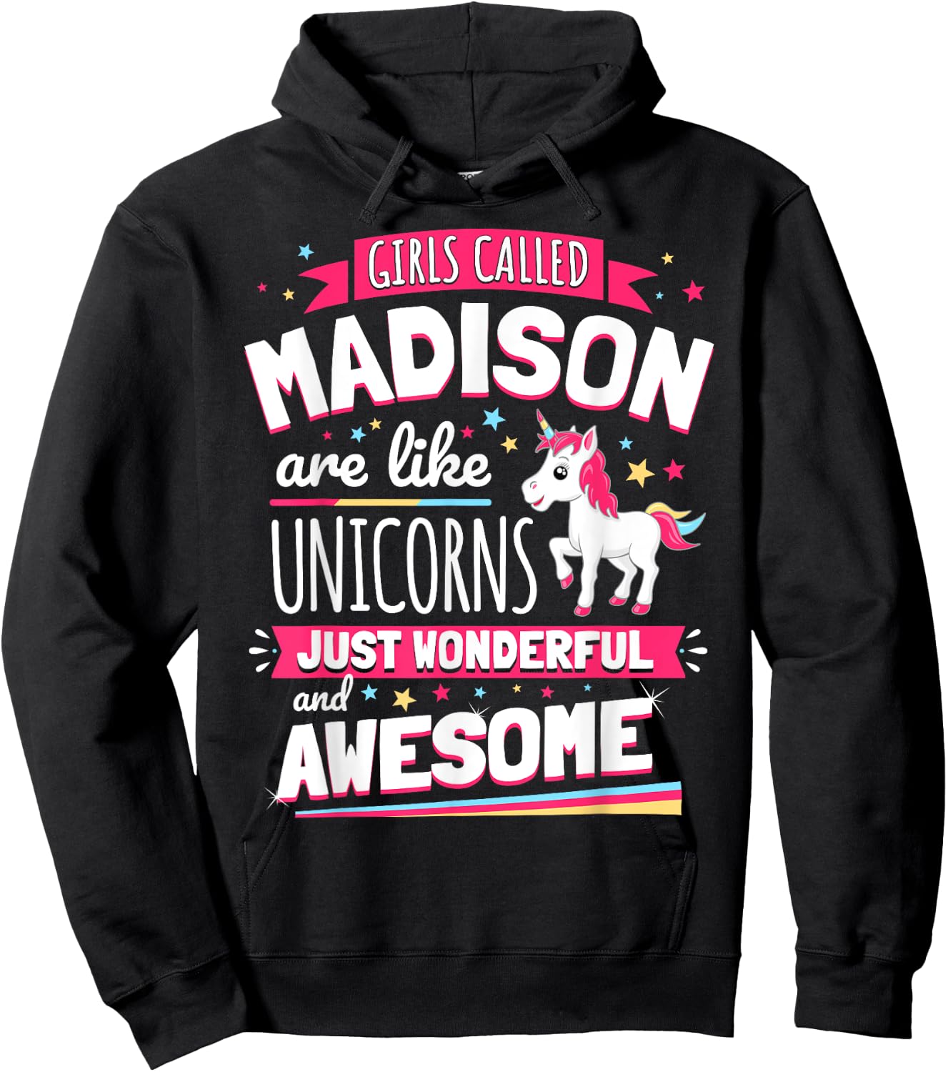 Madison Forename Prename First Given Name Unicorn Hoodie - Hoodie | Black