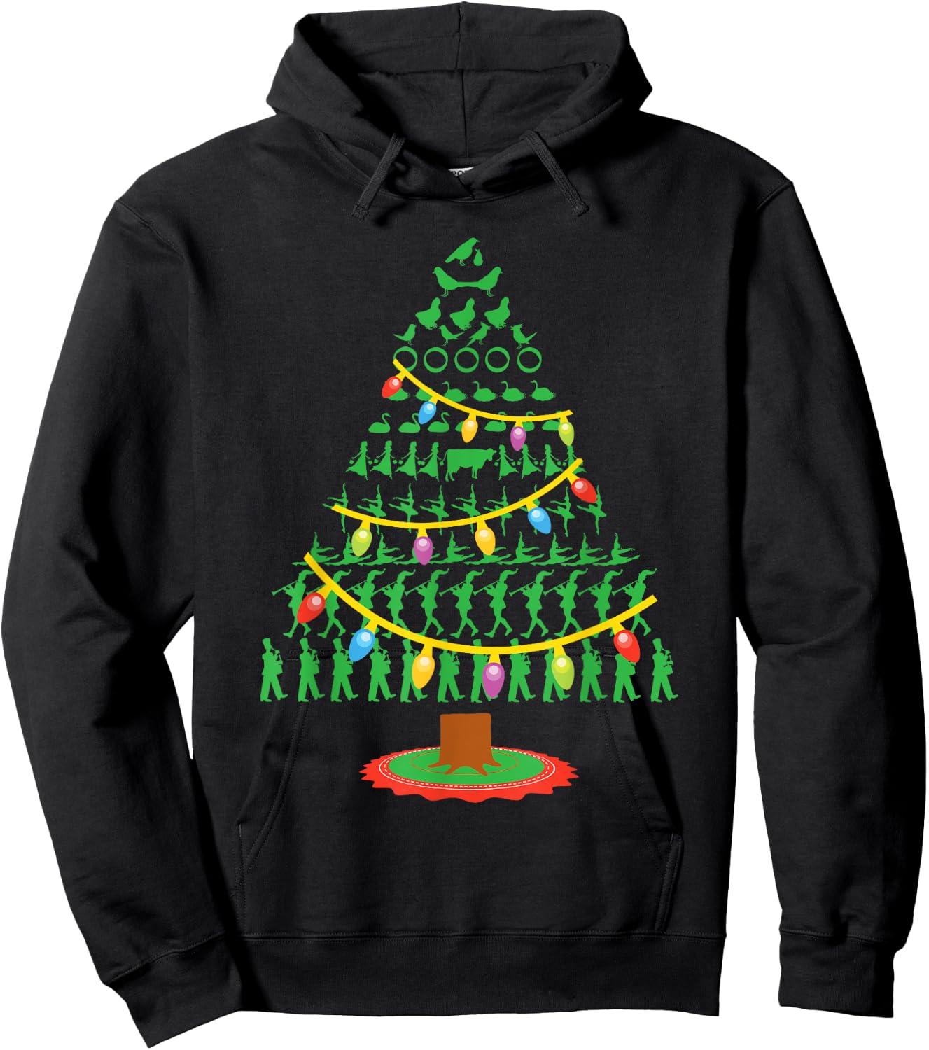 Twelve Days of Christmas Tree T Shirt Hoodie - Hoodie | Black
