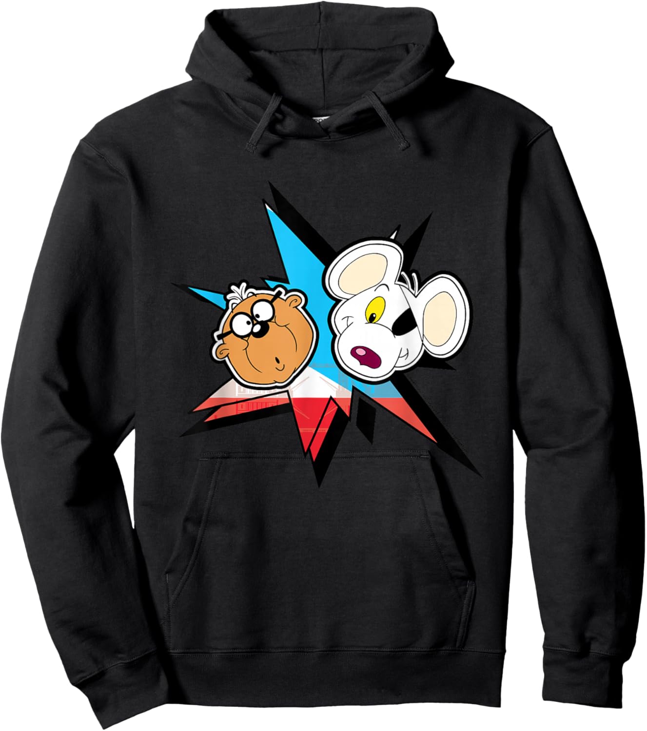 Danger Mouse & Penfold Heads Retro Hoodie - Hoodie | Black