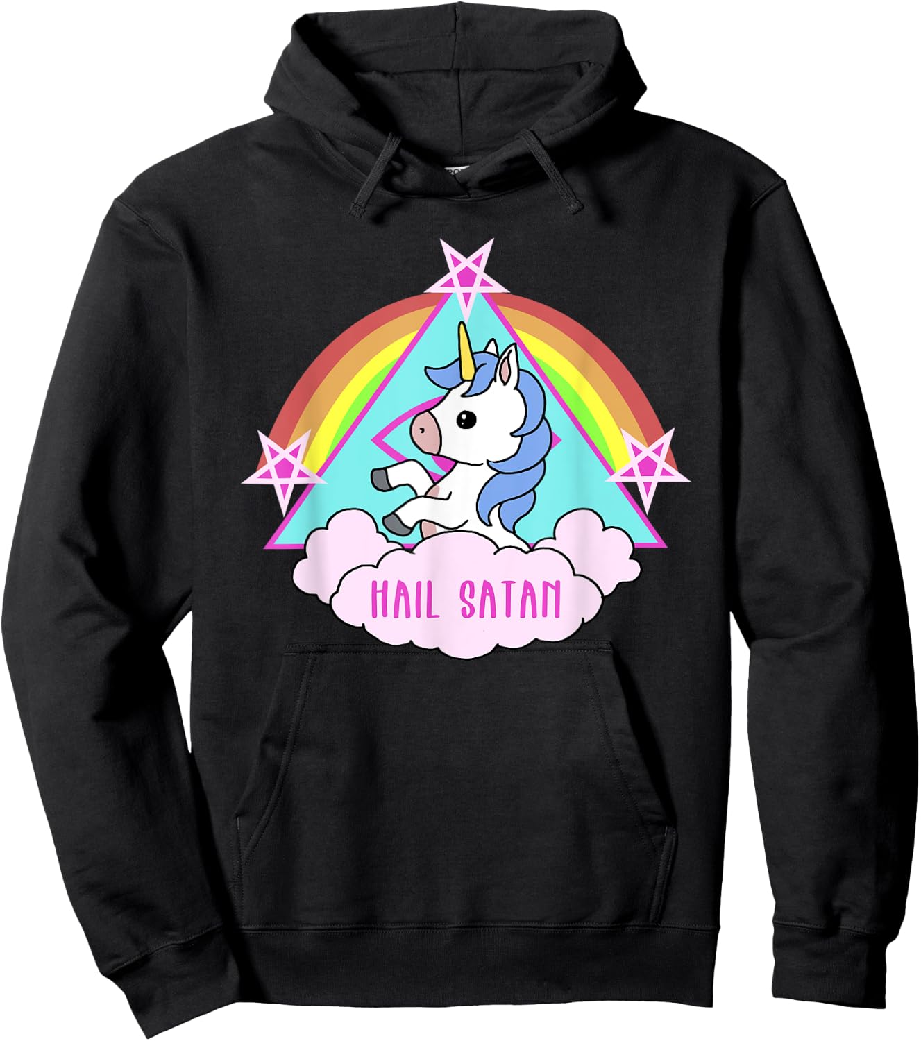 Hail Satan Funny Unicorn Hoodie - Hoodie | Black