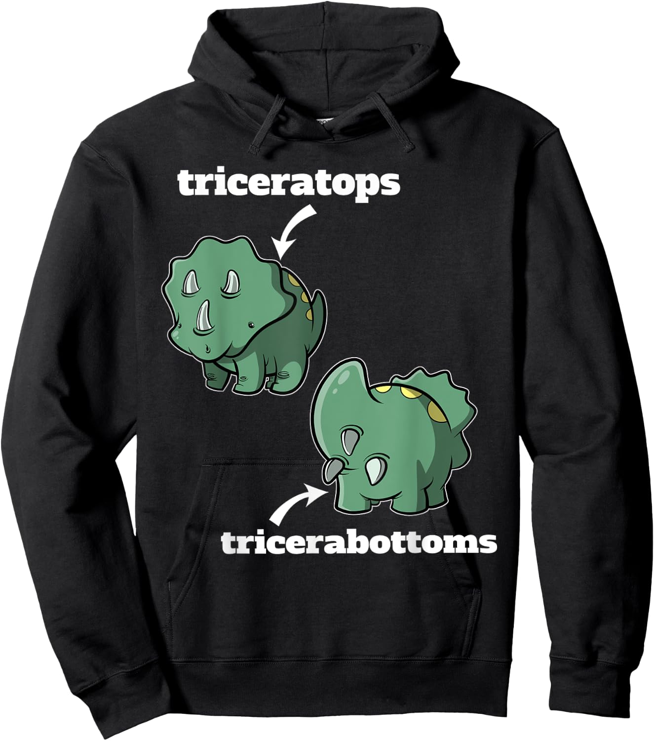 Triceratops Tricerabottoms Funny Dinosaur Hoodie - Hoodie | Black