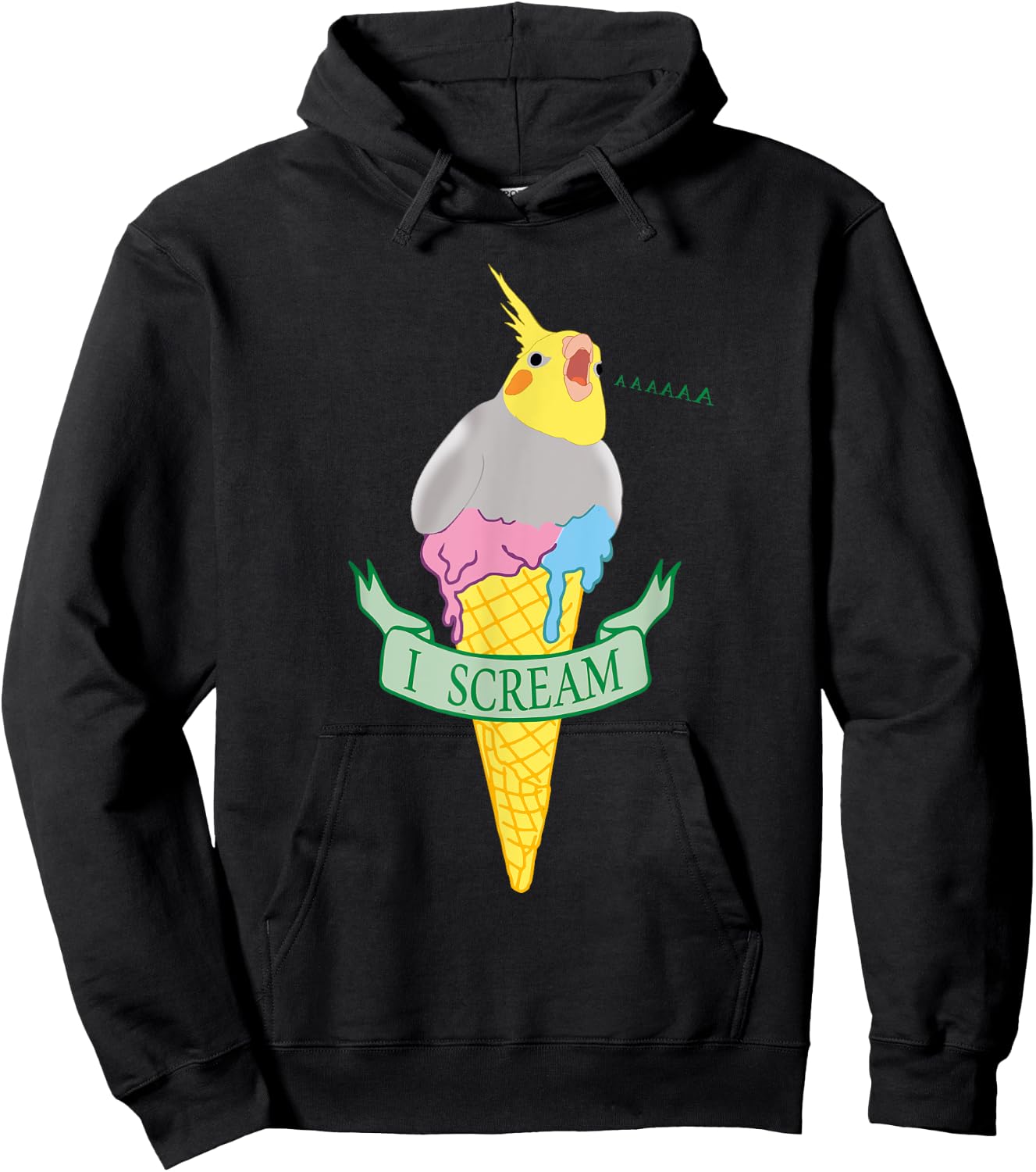 Funny Parrot Pet Doodle I Scream Ice Cream Cockatiel Hoodie - Hoodie | Black