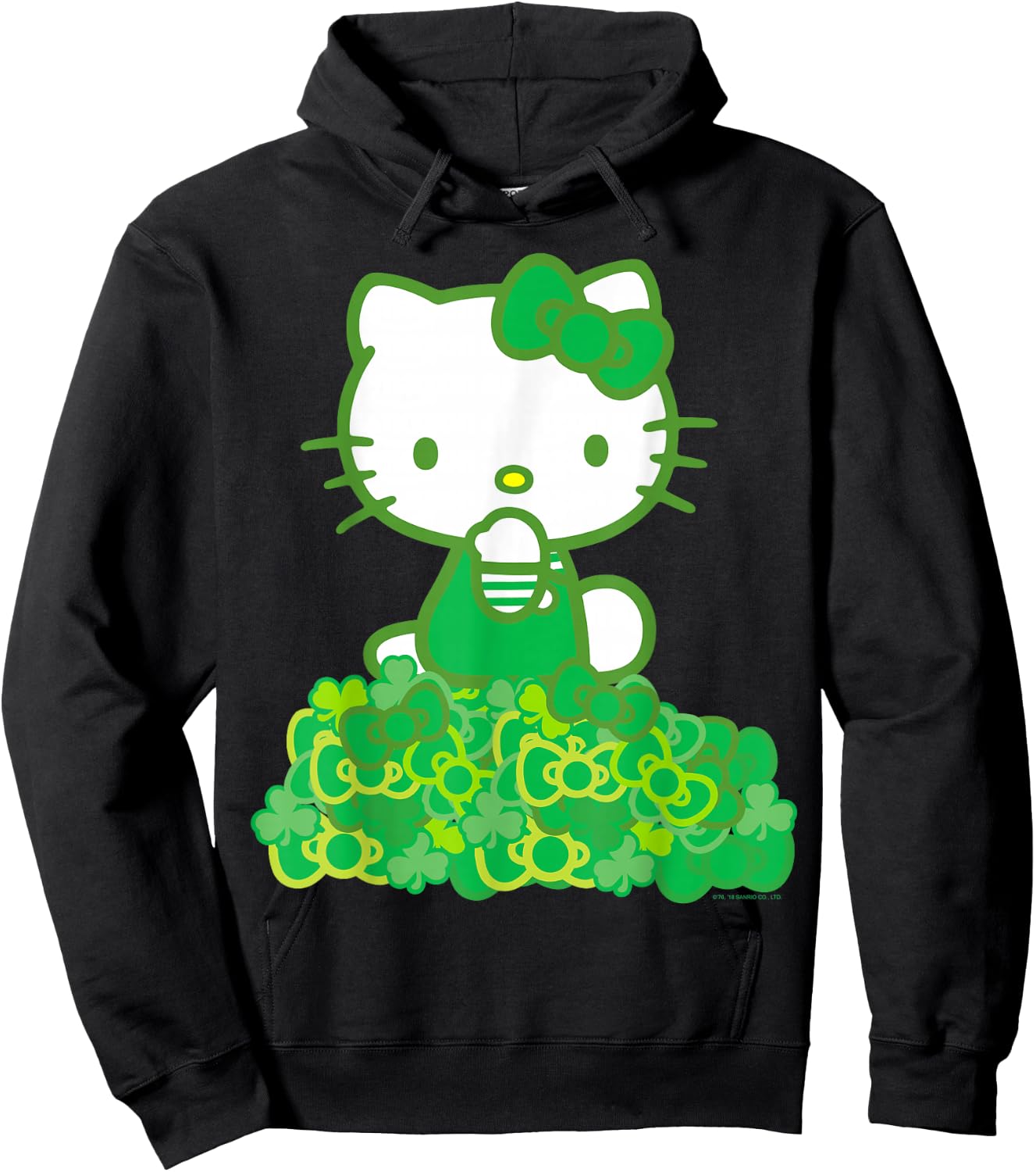Hello Kitty Green Bows and Clovers Shirt Hoodie - Hoodie | Black