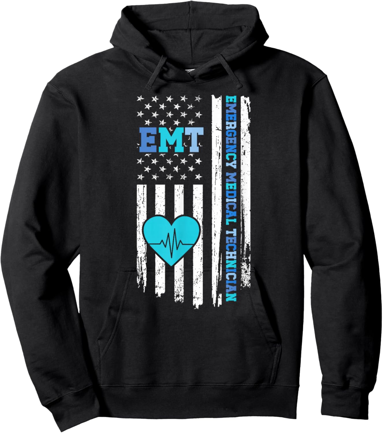 Emergency Medical Technician US Flag EMT Hoodie - Hoodie | Black