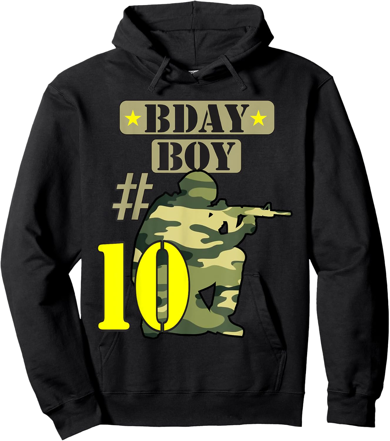 10Th Birthday Boy Camo -Ten years old -Camouflage Hoodie - Hoodie | Black