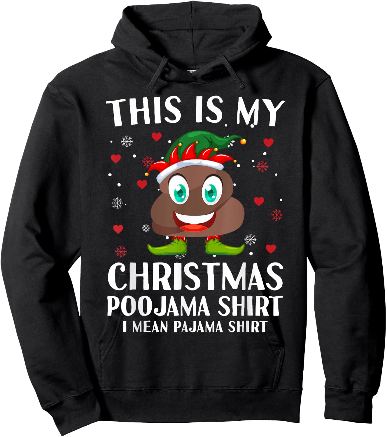 Elf Poop Pajama This Is My Christmas Poojama Hoodie - Hoodie | Black