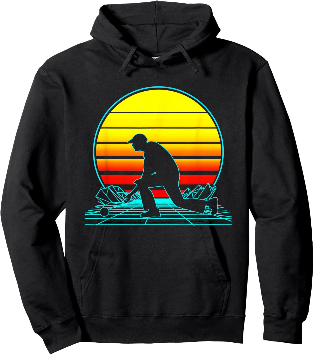 Retro Lawn Bowls Vaporwave Hoodie - Hoodie | Black