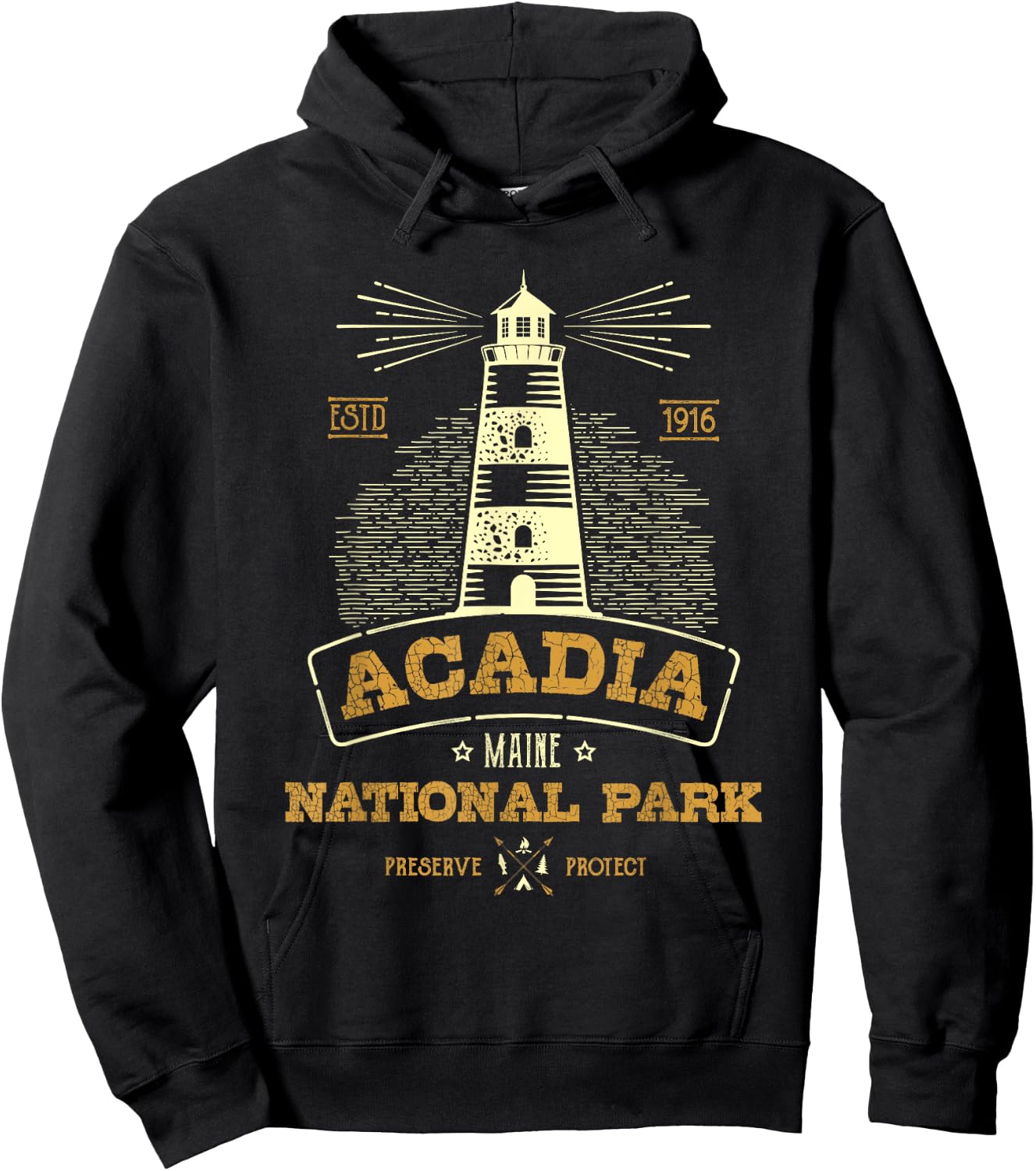 Vintage Acadia National Park Hoodie - Hoodie | Black