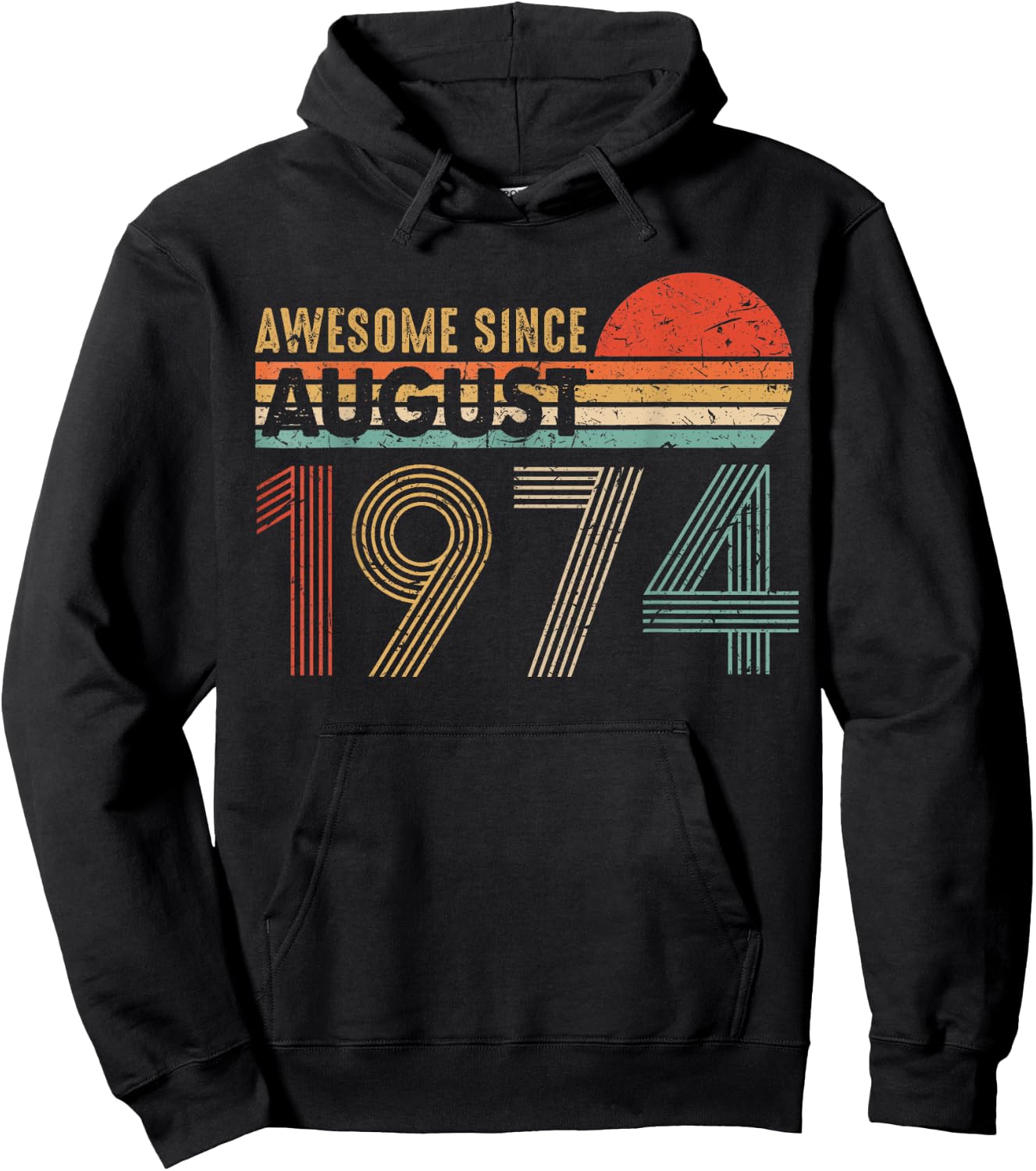 Awesome Since AUGUST 1974 45th Birthday Gift Sunset Hoodie - Hoodie | Black